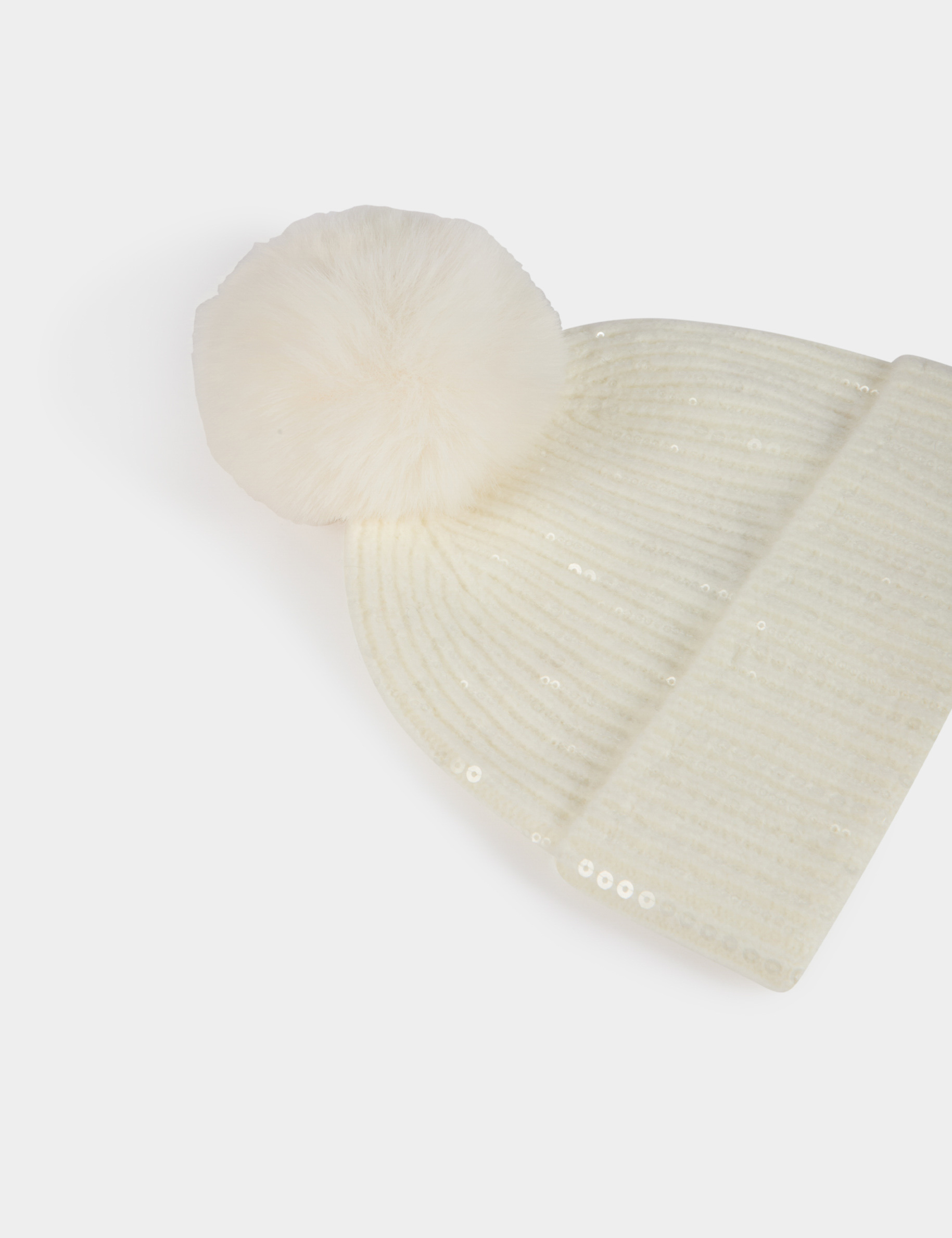 beanie pom pom and sequins ivory women Beanie pom-pom and sequins ivory women
