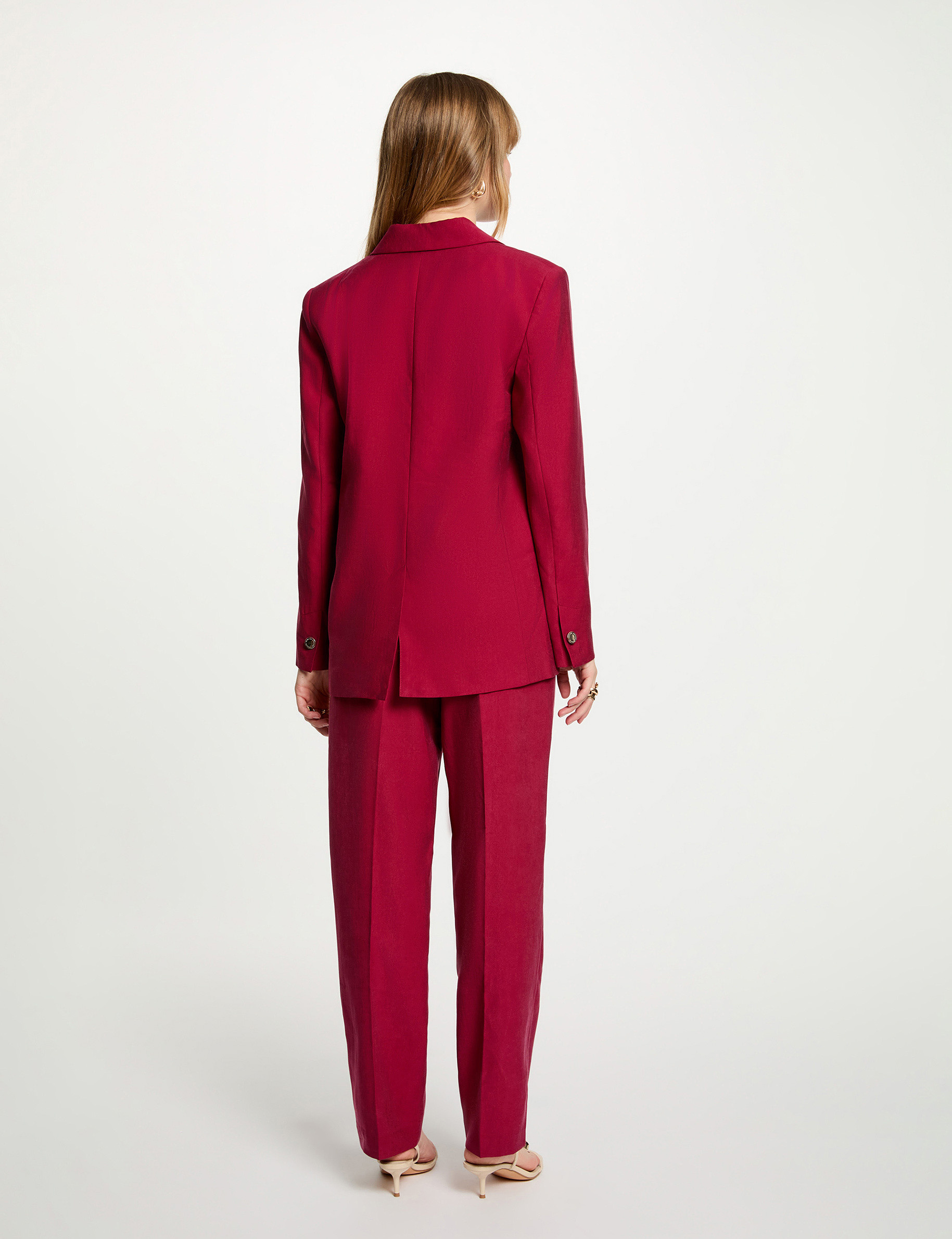 High-waisted trousers bordeaux women