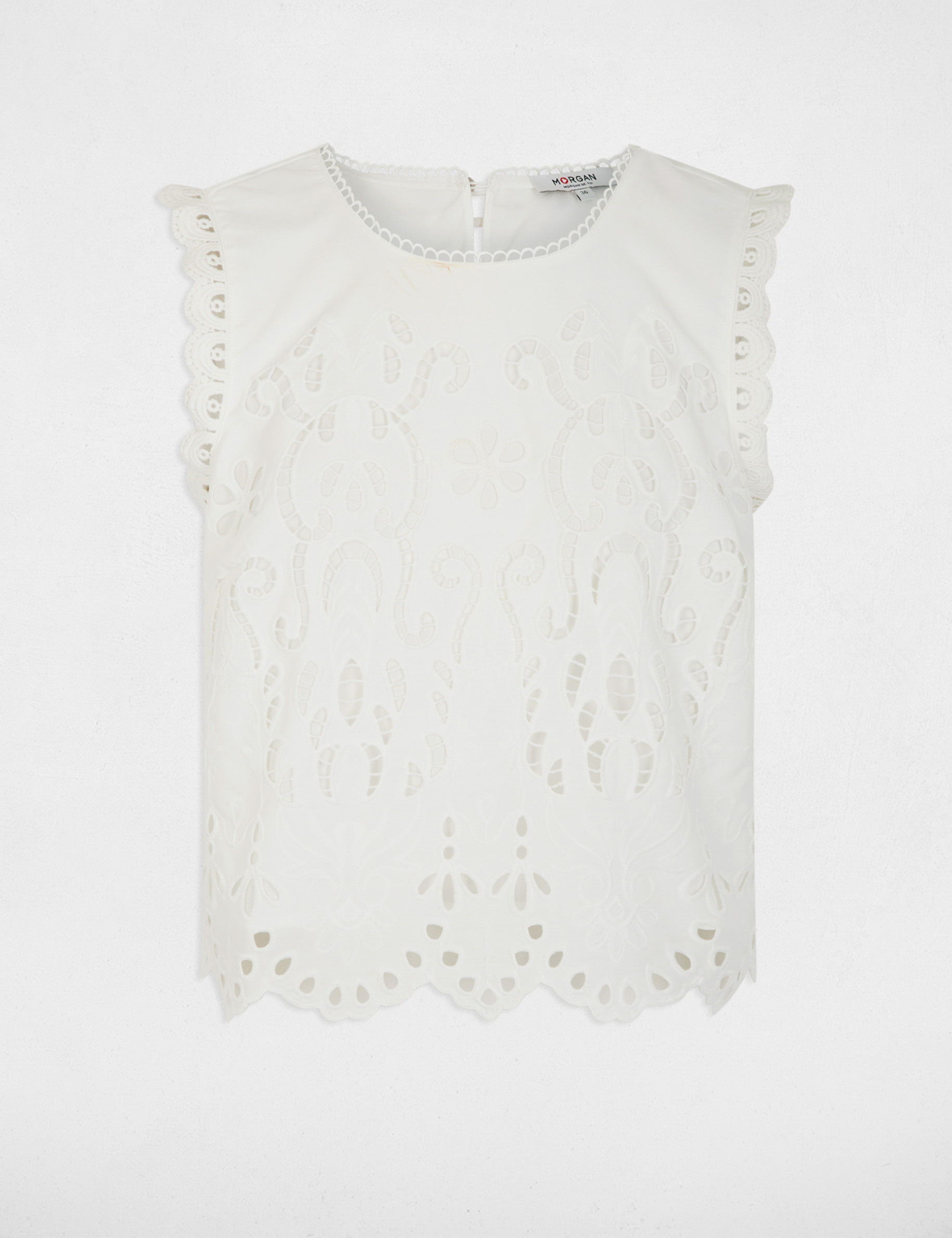 Sleeveless lace top white women