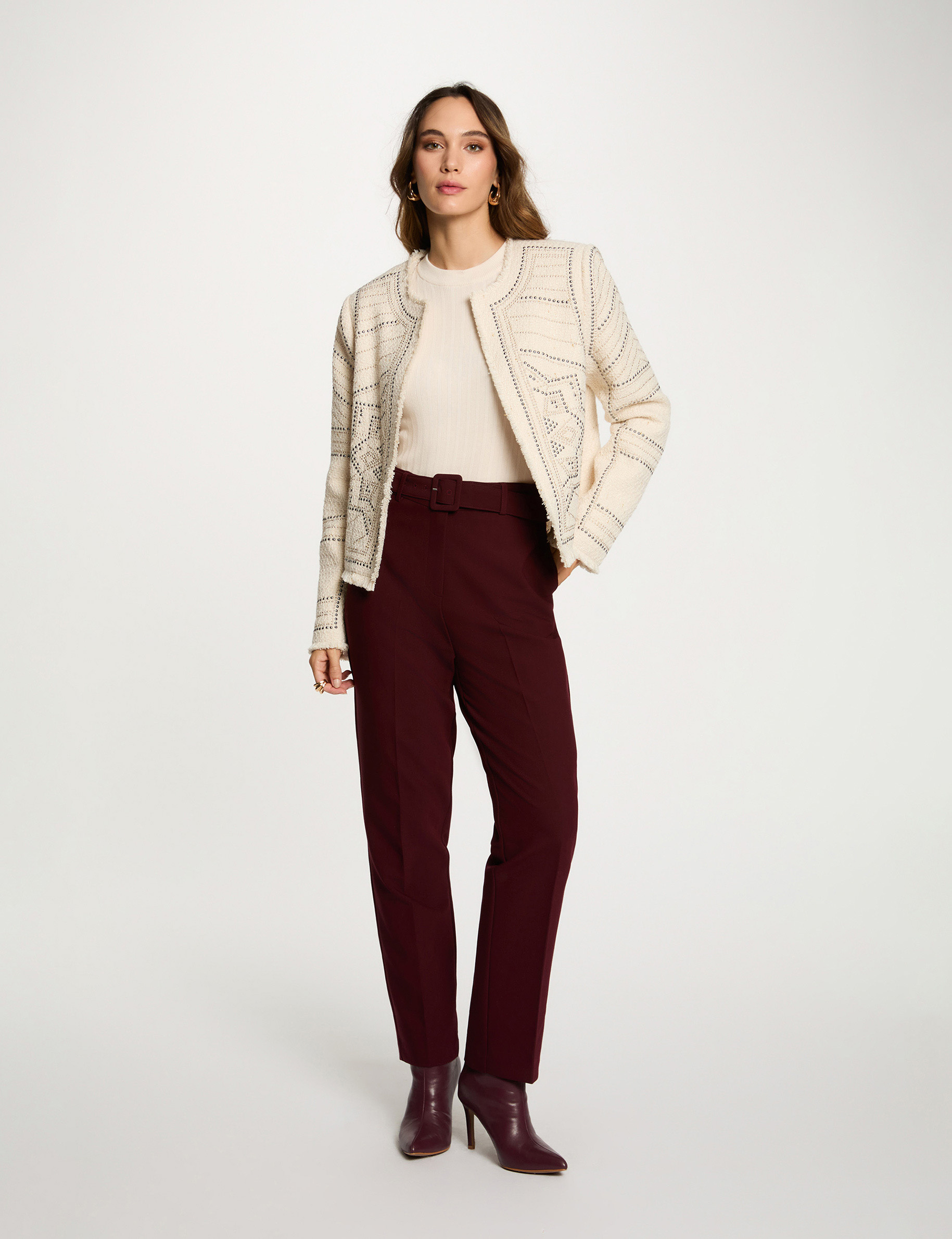 veste droite cloutee ivoire femme Veste droite cloutée ivoire femme