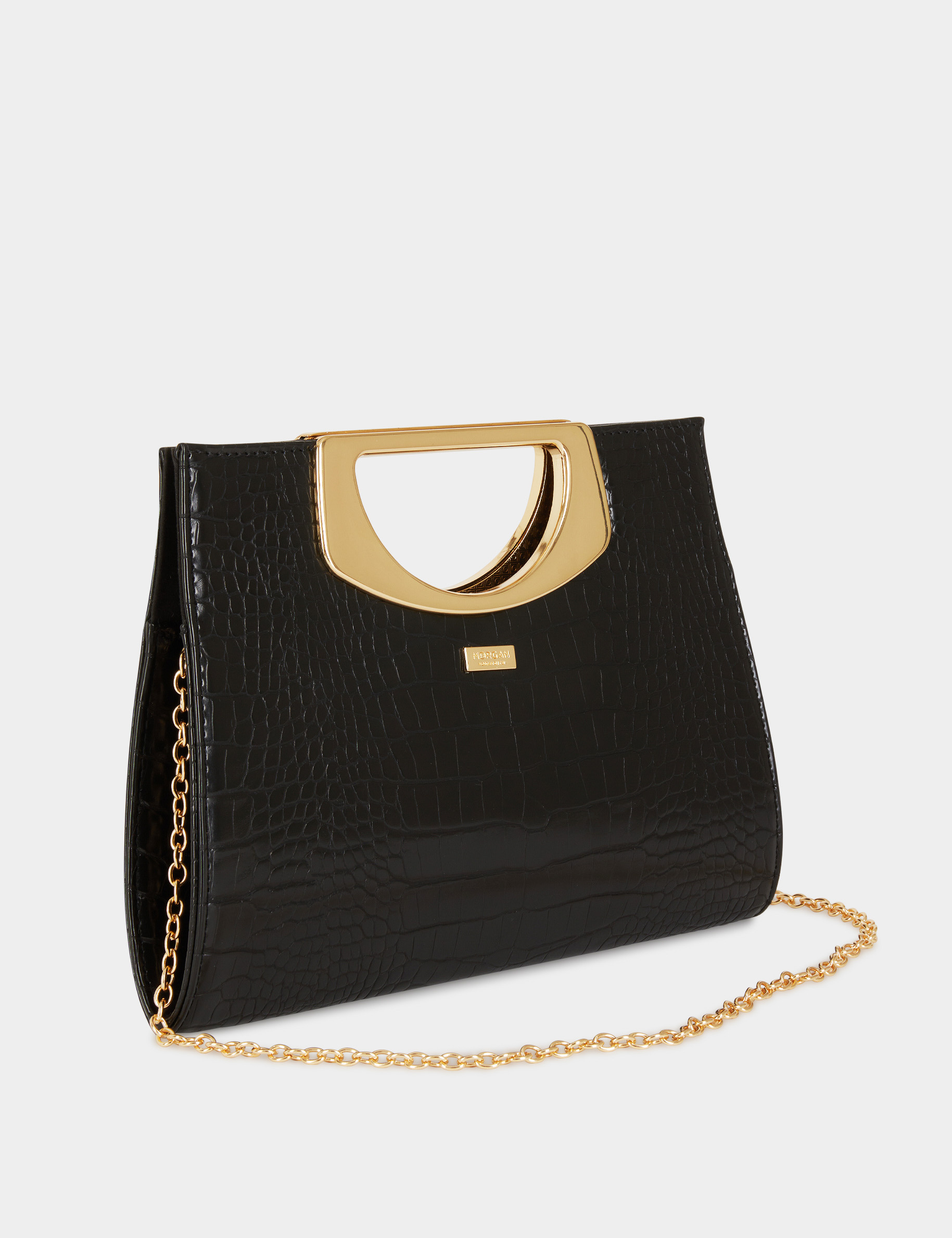 Clutch bag with croc effect black ladies'