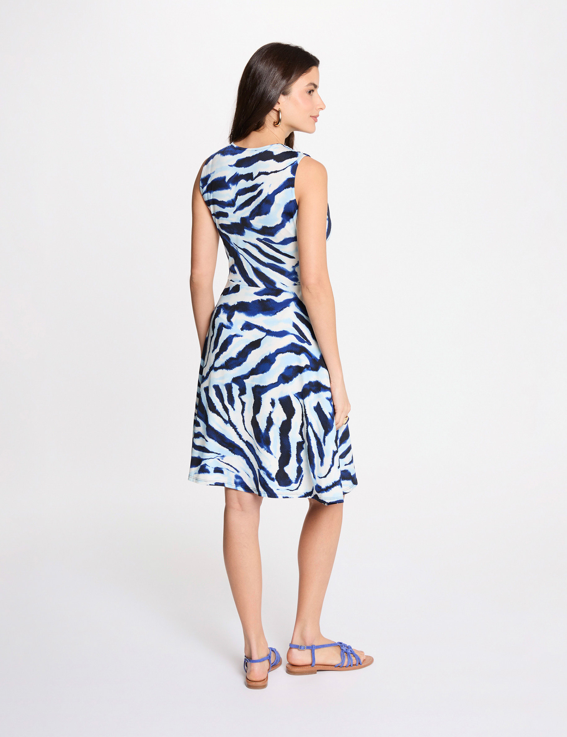 Short dress with V-neck multicolor women