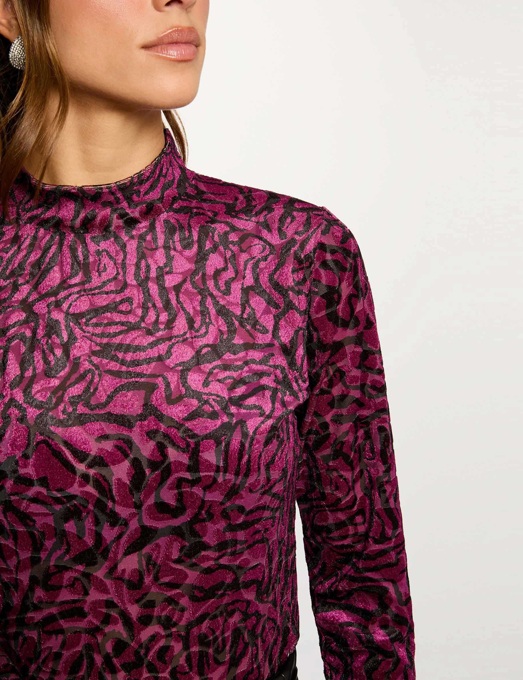 t shirt velours col montant multicolore femme multicolor women