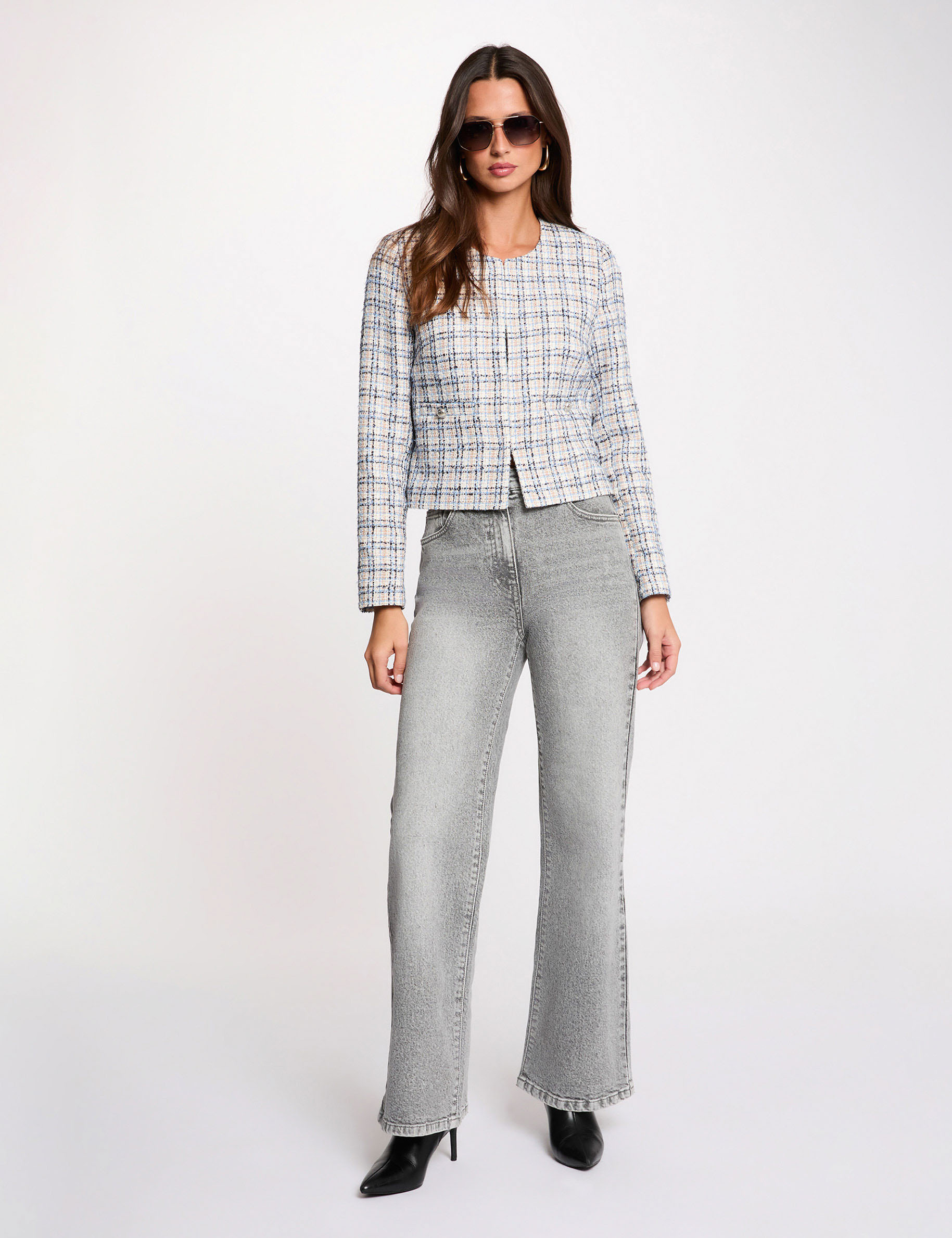 Fitted tweed jacket multicolor women