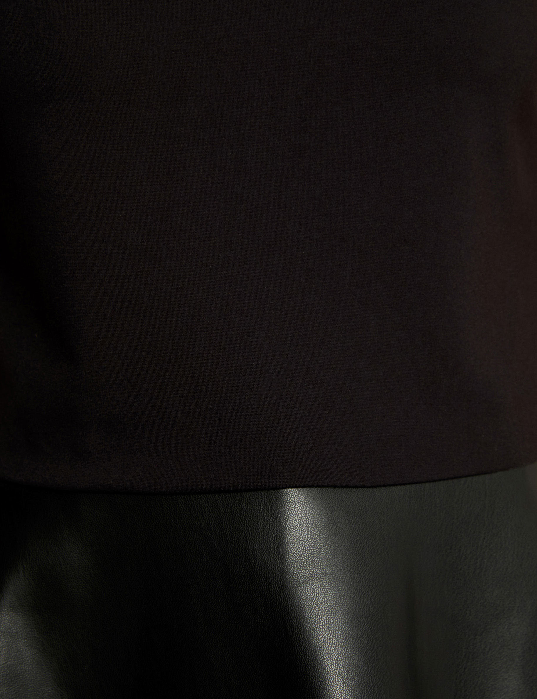 fitted faux leather t shirt black women null