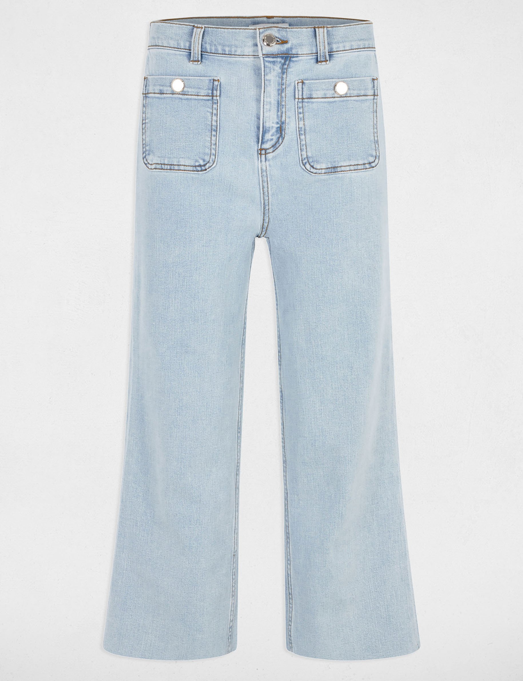 cropped wide leg trousers bleach denim women Cropped wide leg trousers bleach denim women