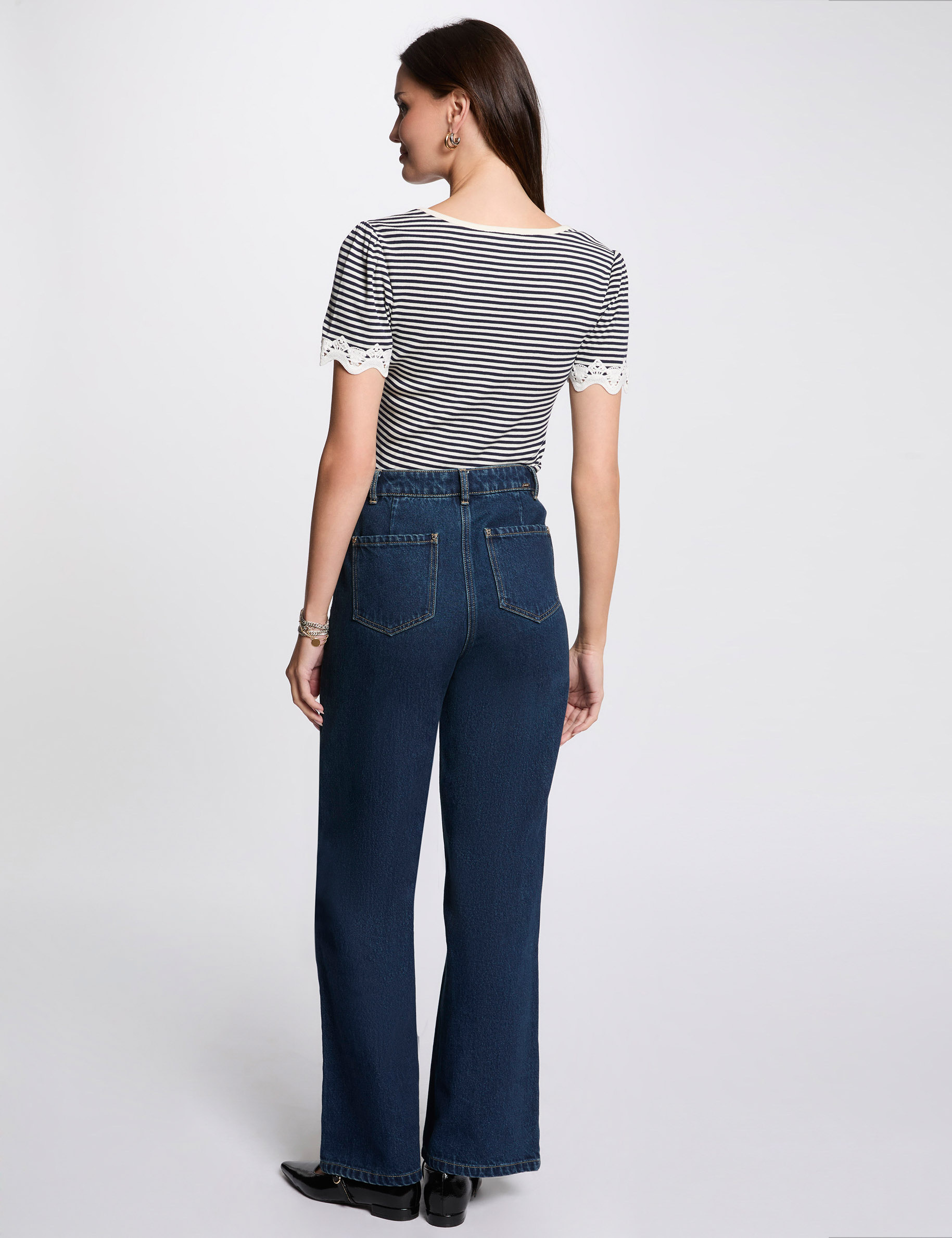 striped short sleeved t shirt navy blue women Striped short-sleeved t-shirt navy blue women
