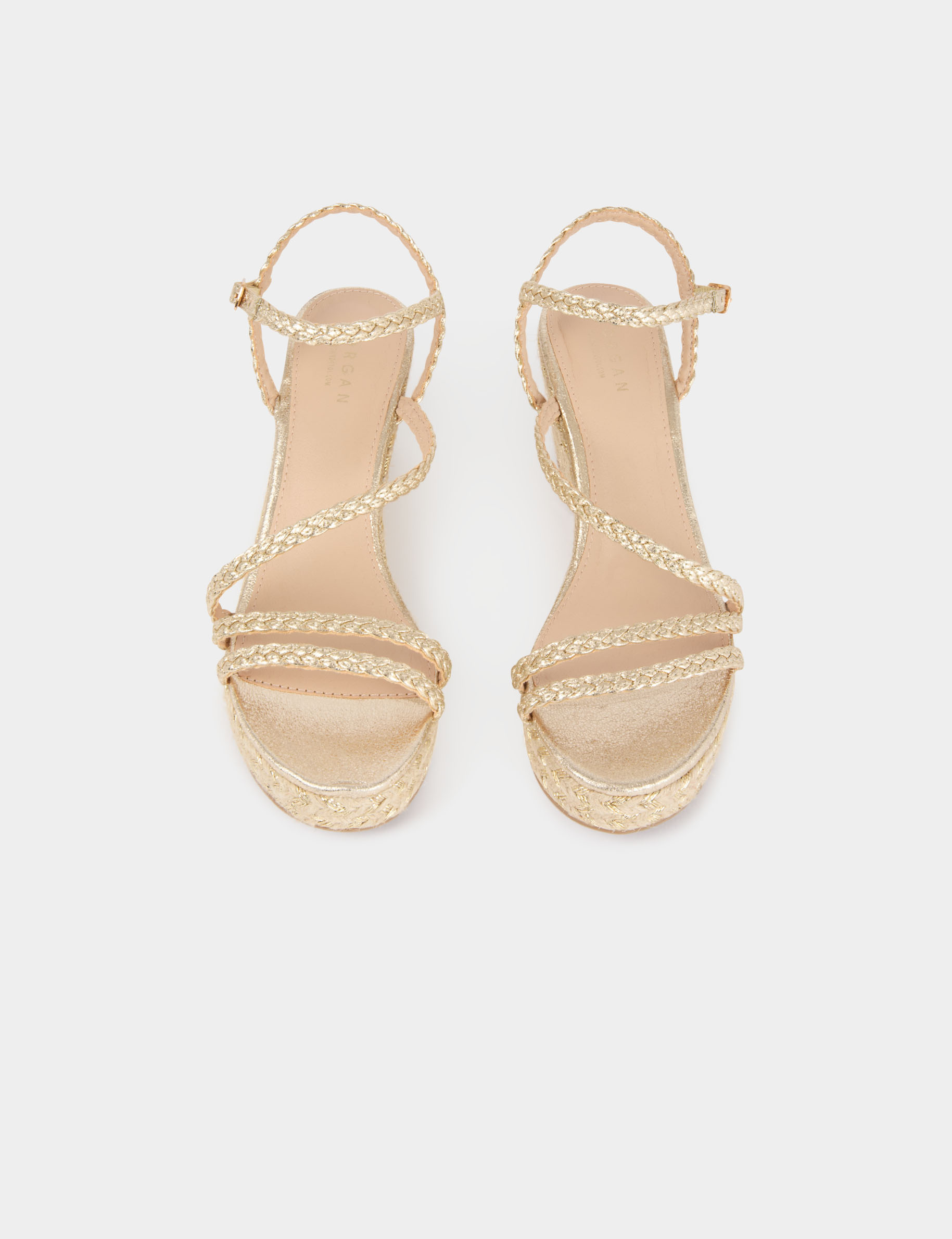 Woven wedge sandal gold yellow women