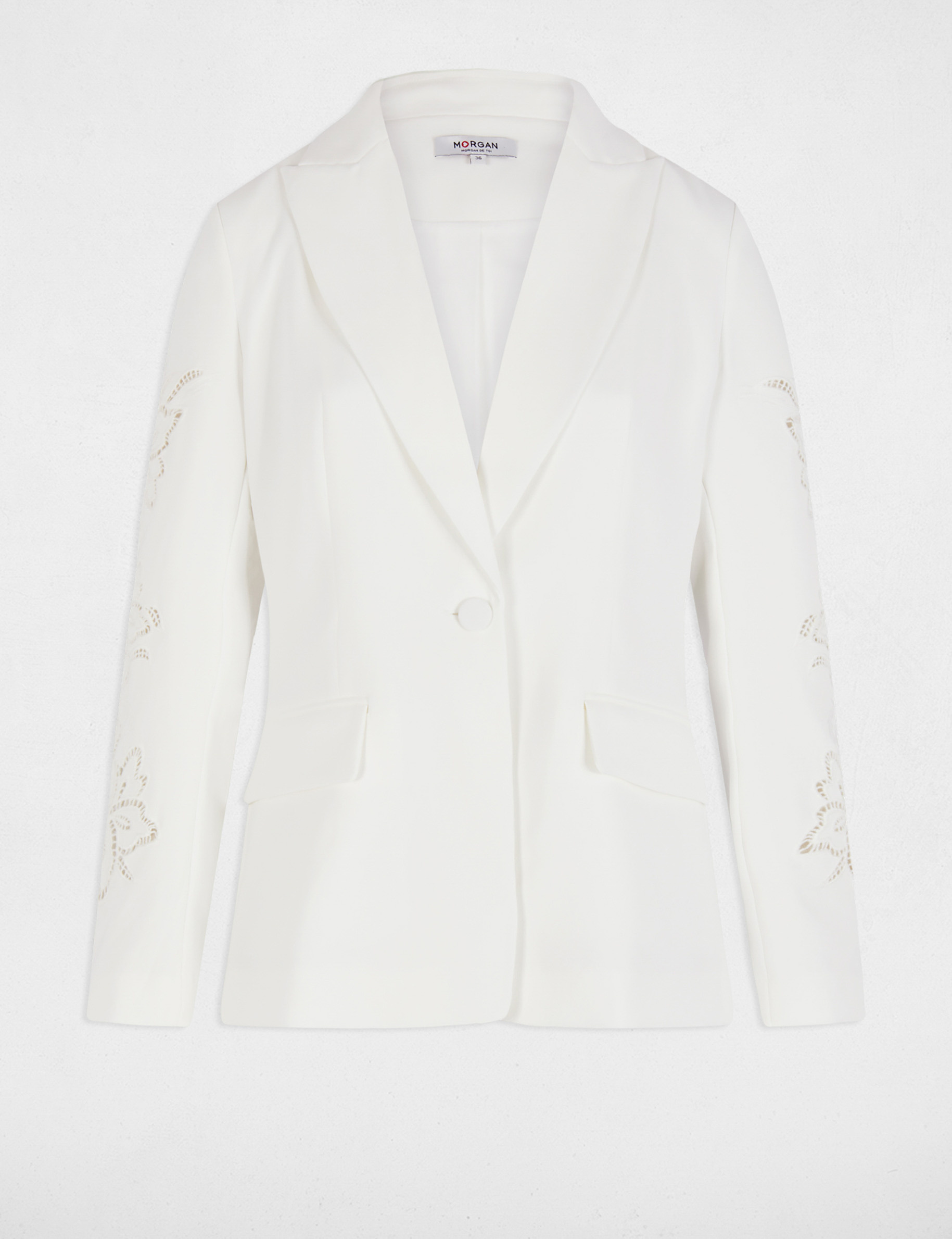 blazer manches dentelle blanc femme Blazer manches dentelle blanc femme
