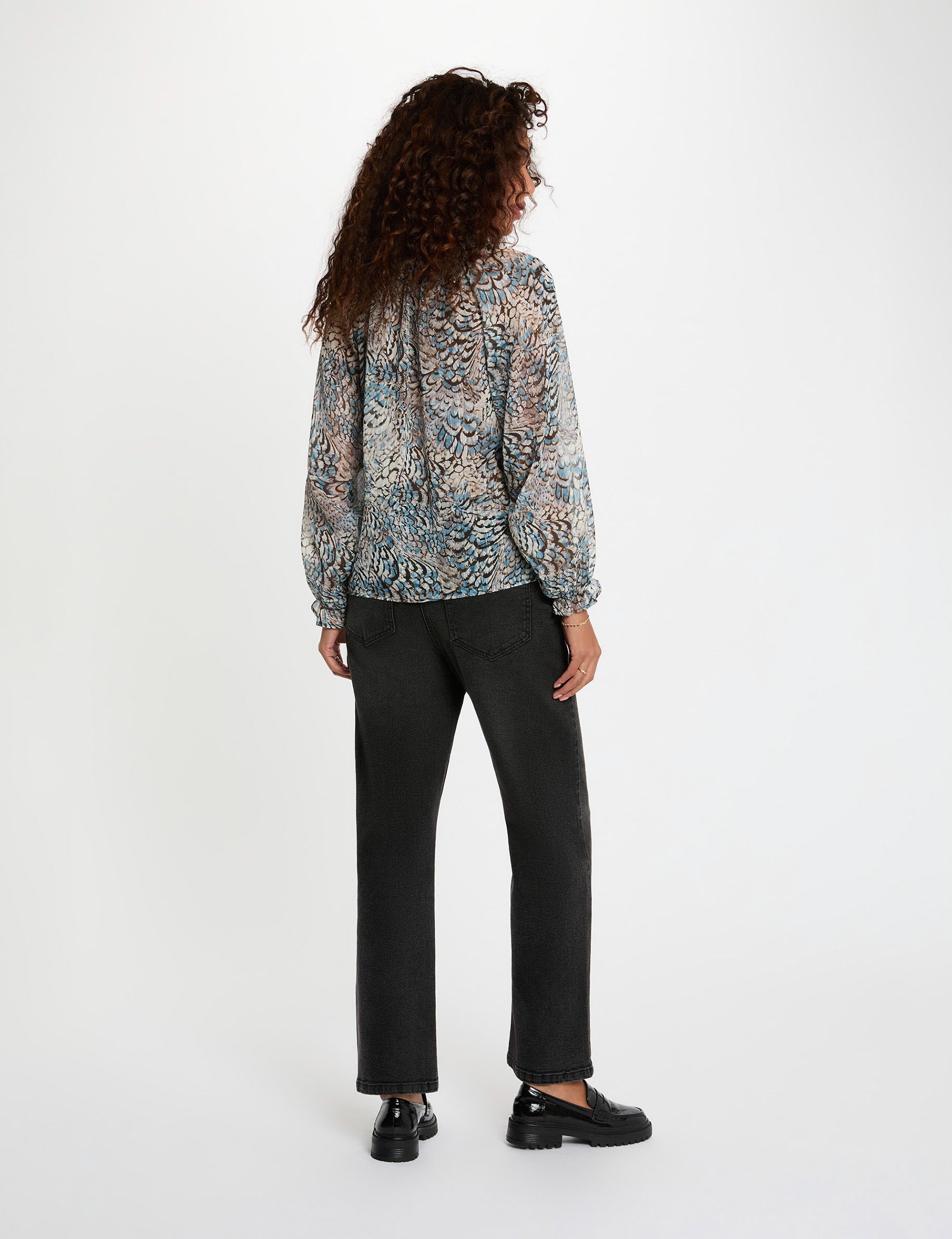 Printed shirt with V-neck multicolor women