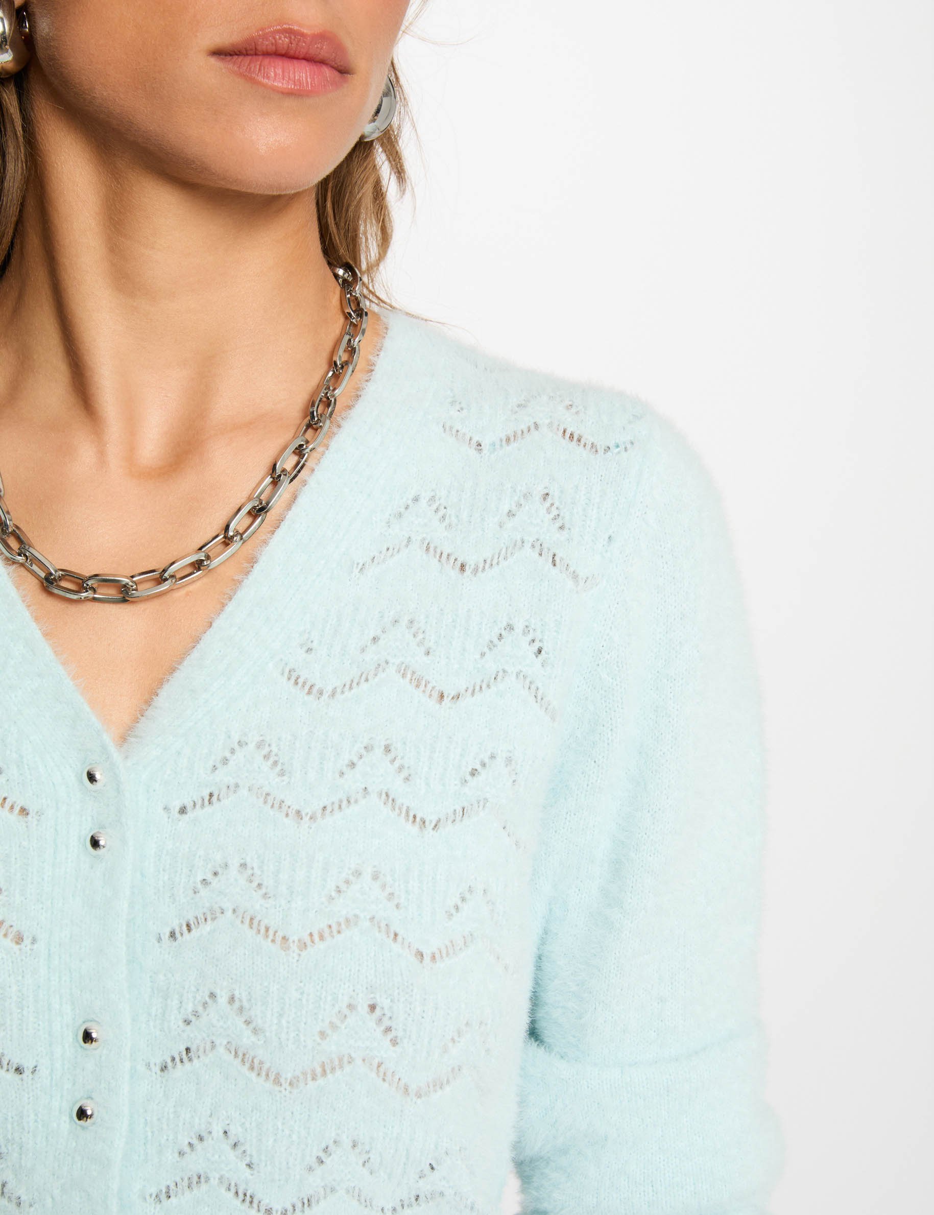 Long-sleeved cardigan sky blue women