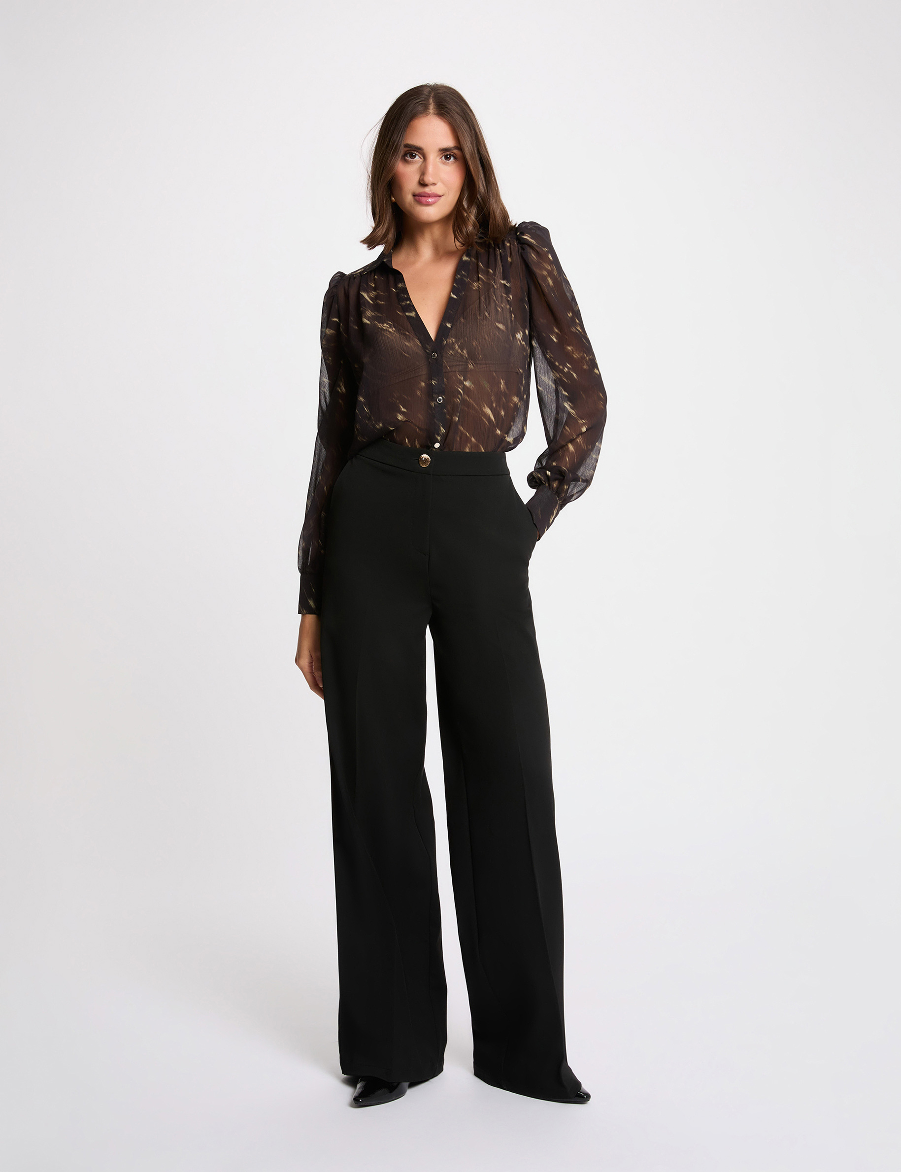 voile shirt with puff sleeves multicolor women Voile shirt with puff sleeves multicolor women