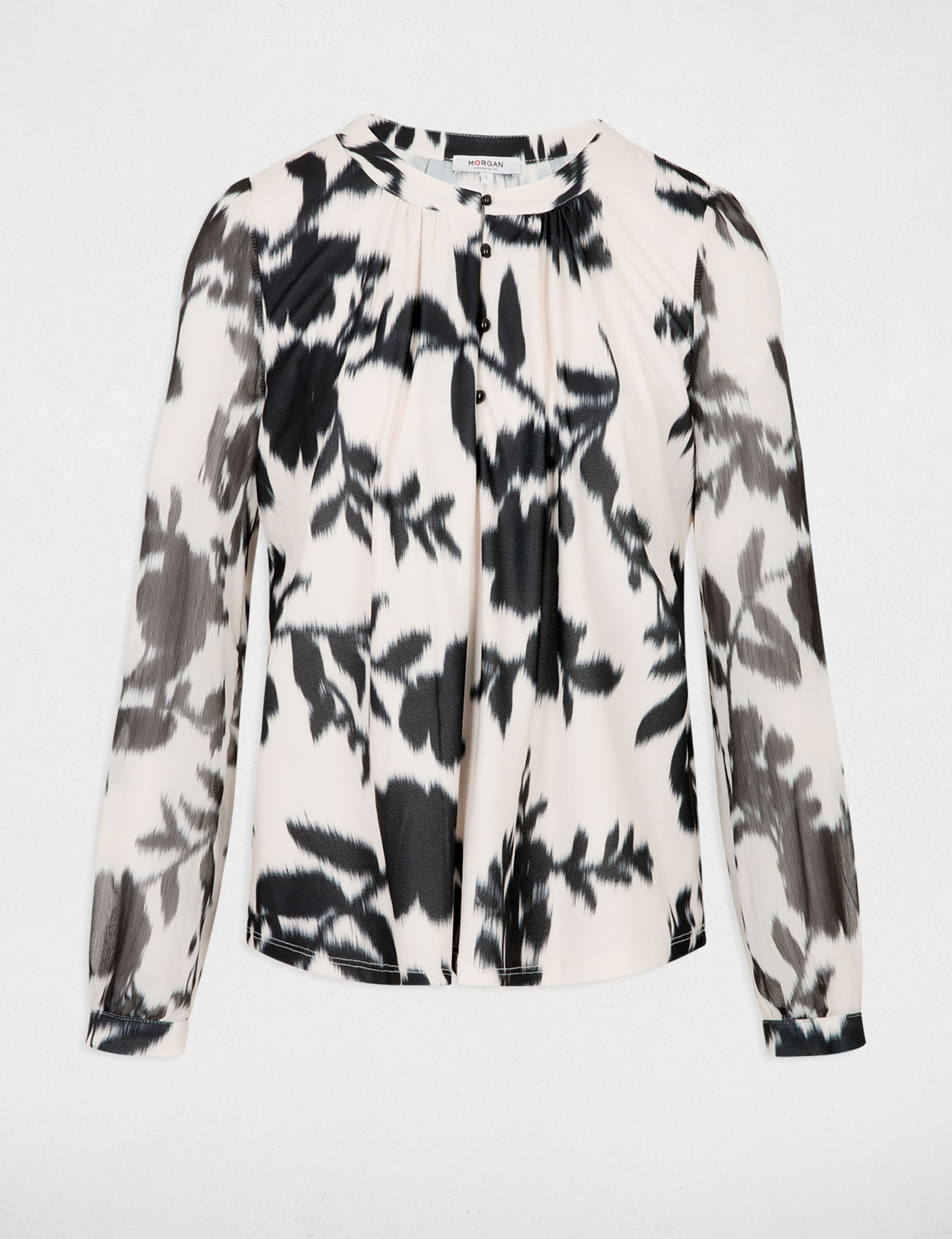 Long-sleeve voile t-shirt white women