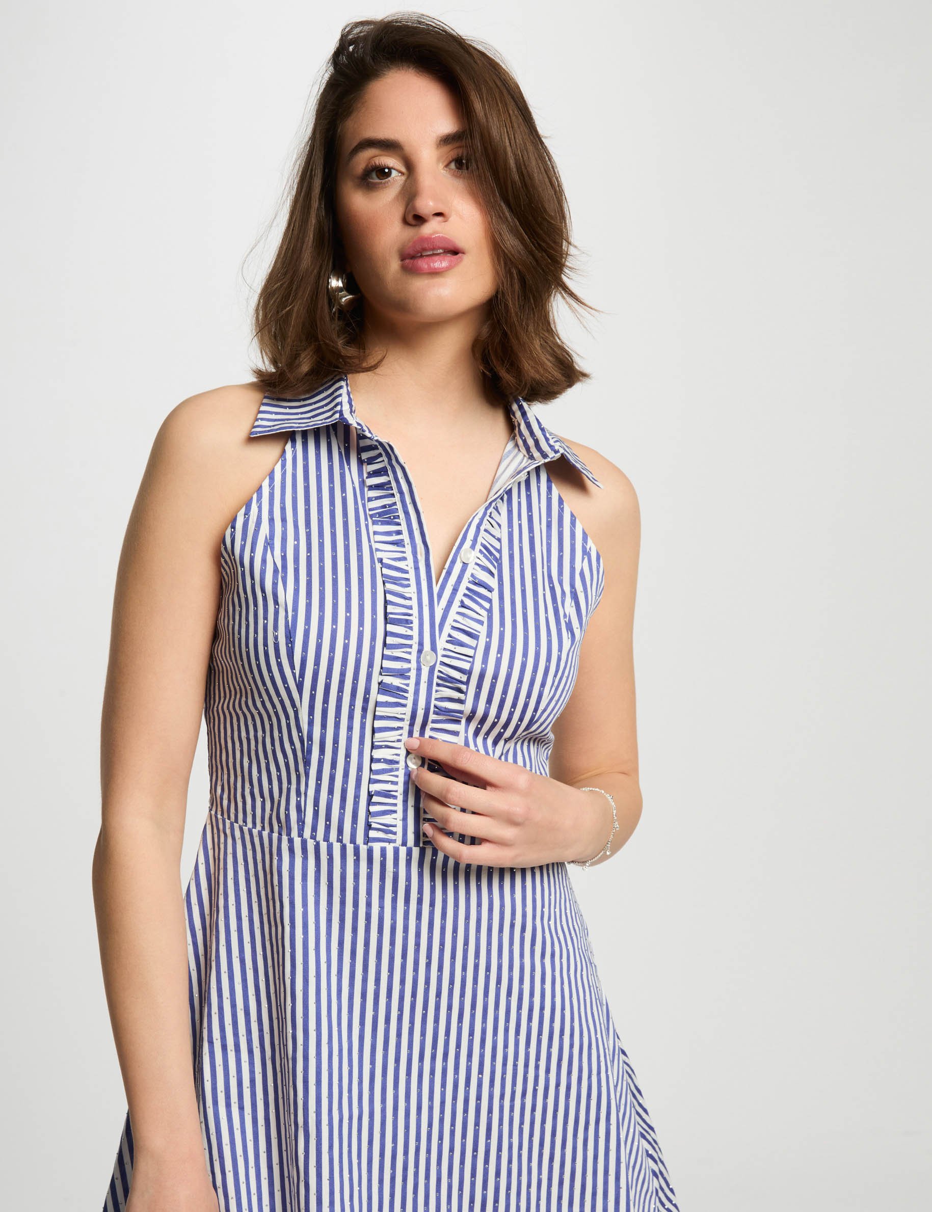 robe courte trapeze rayee multicolore femme Robe courte trapèze rayée multicolore femme