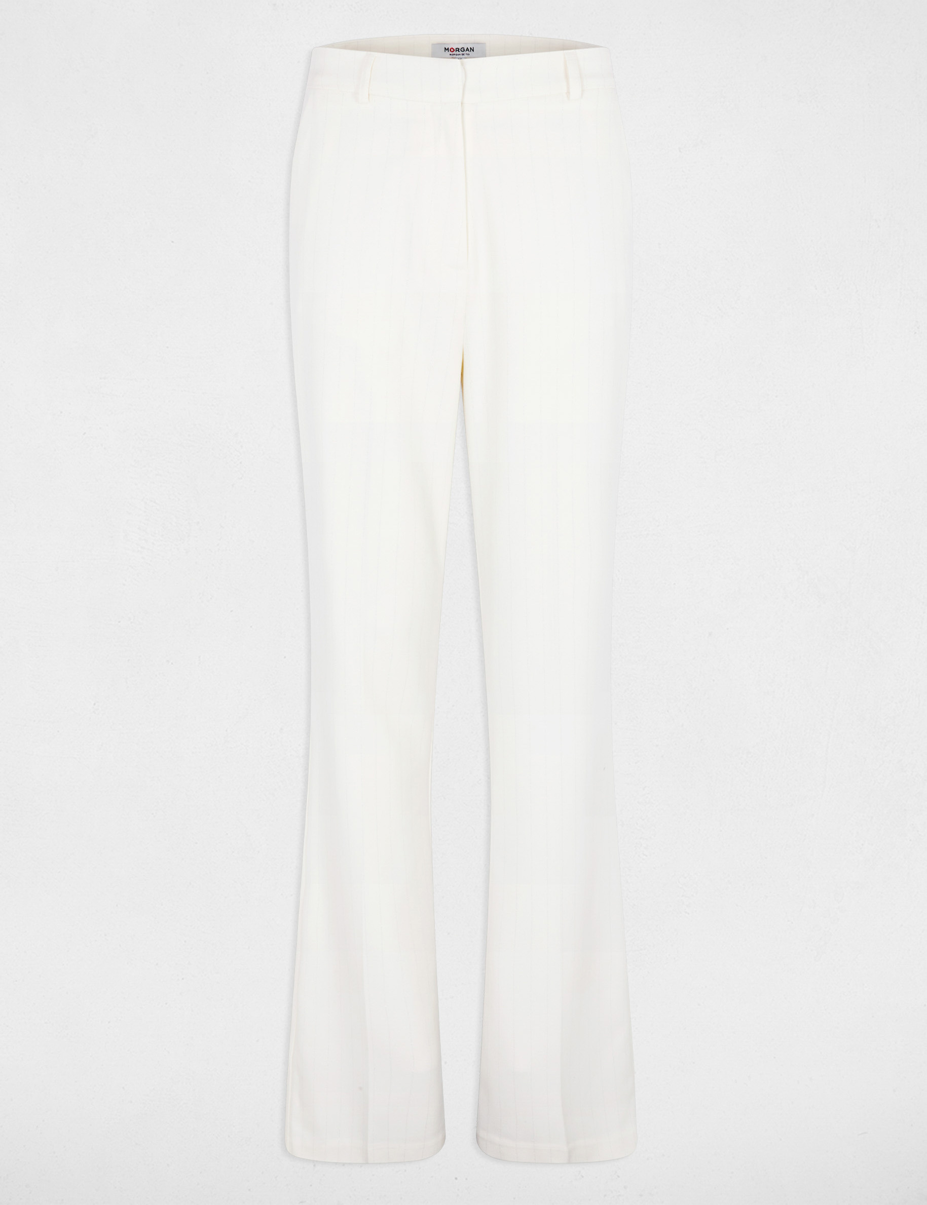 Wide-leg trousers with pinstripes white women