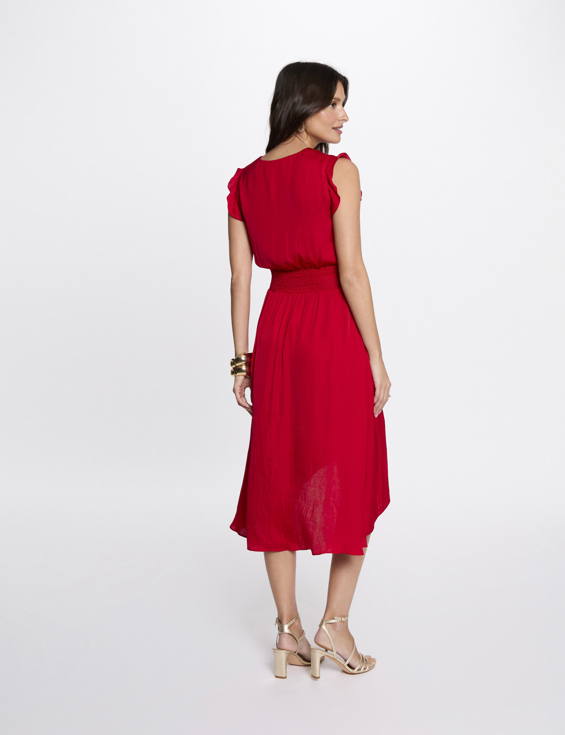 Sleeveless loose straight dress red women