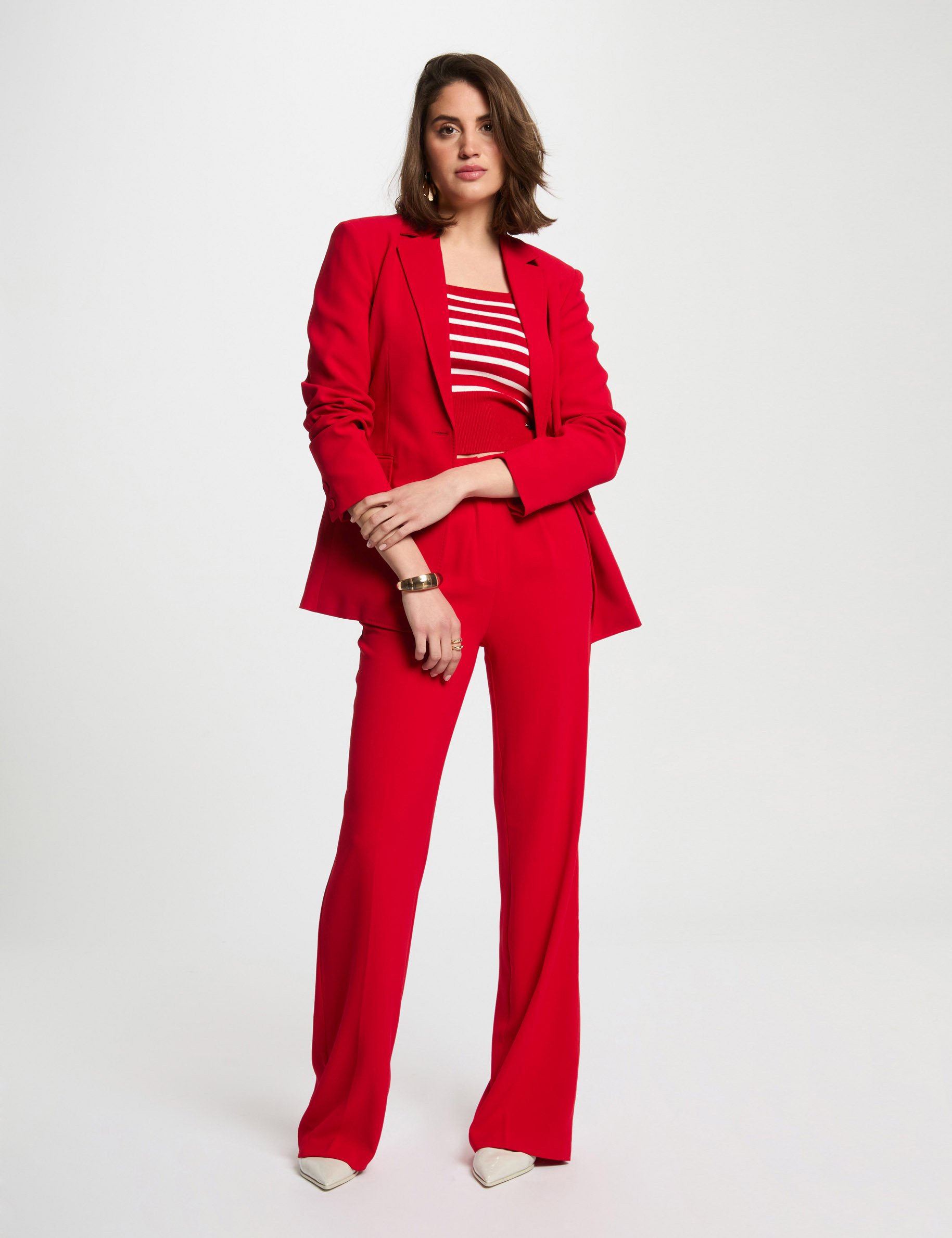 waisted buttoned blazer red women Waisted buttoned blazer red women