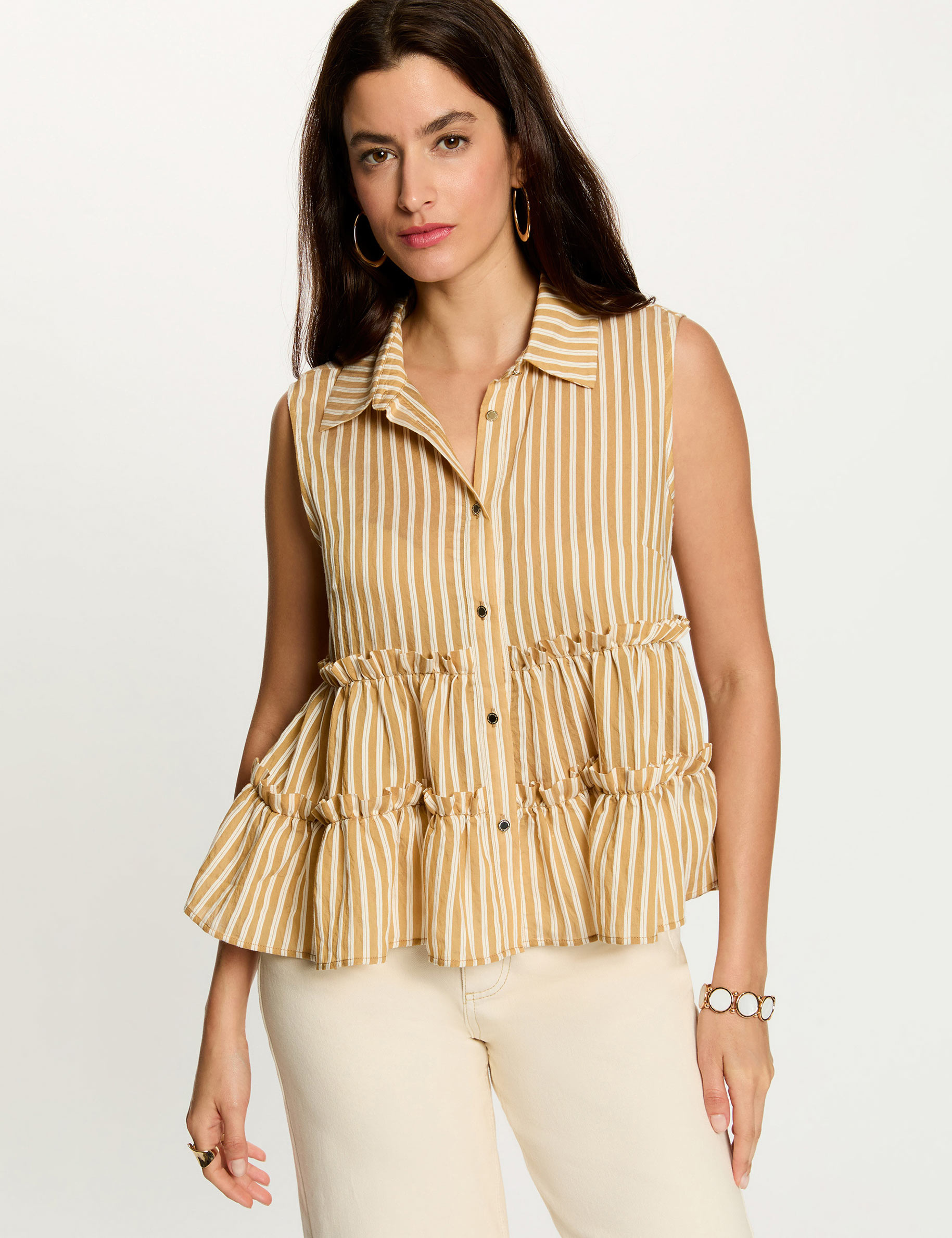 Sleeveless striped shirt multicolor women