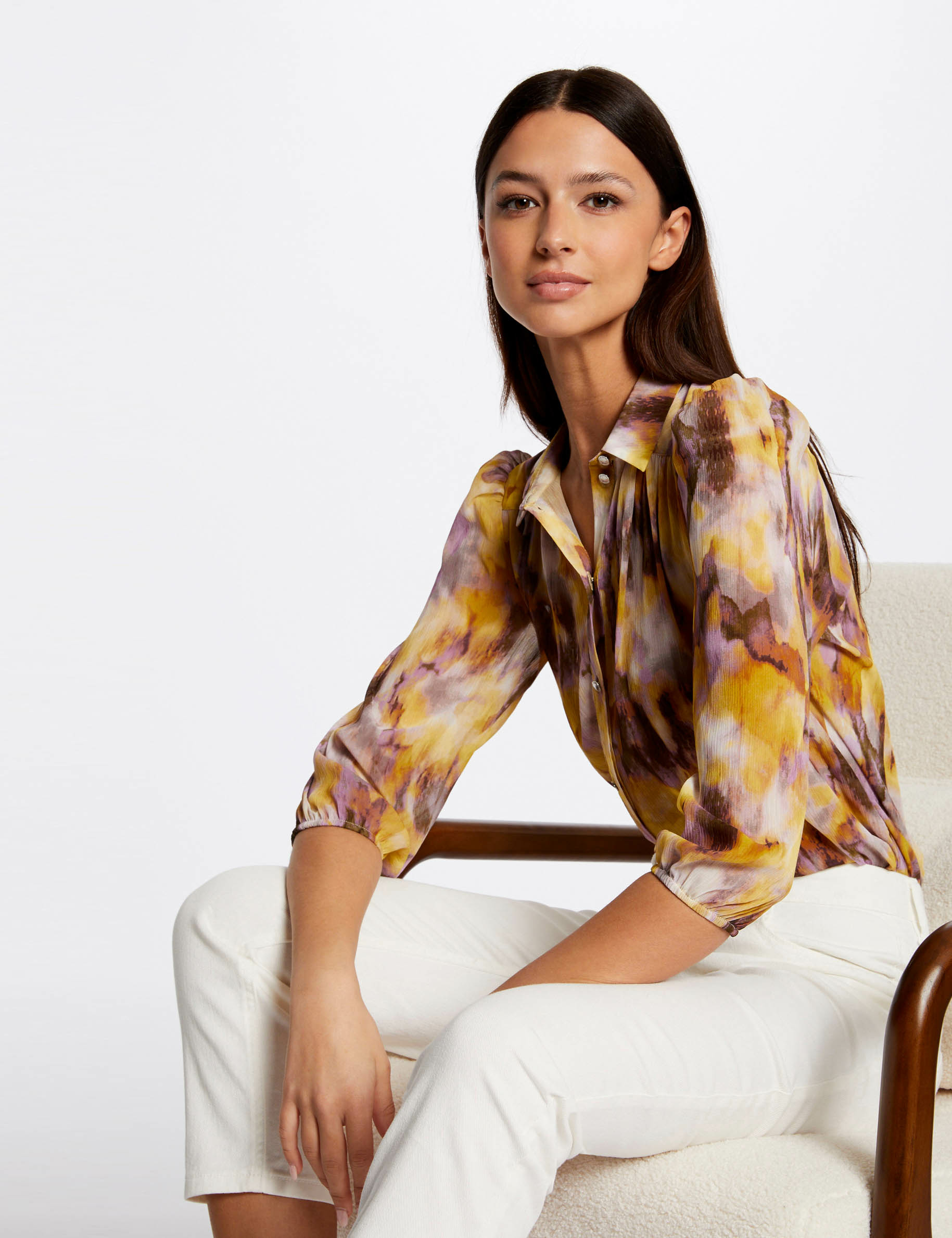 3/4-length sleeved shirt abstract print multico ladies' 3/4-length sleeved shirt abstract print multico ladies'