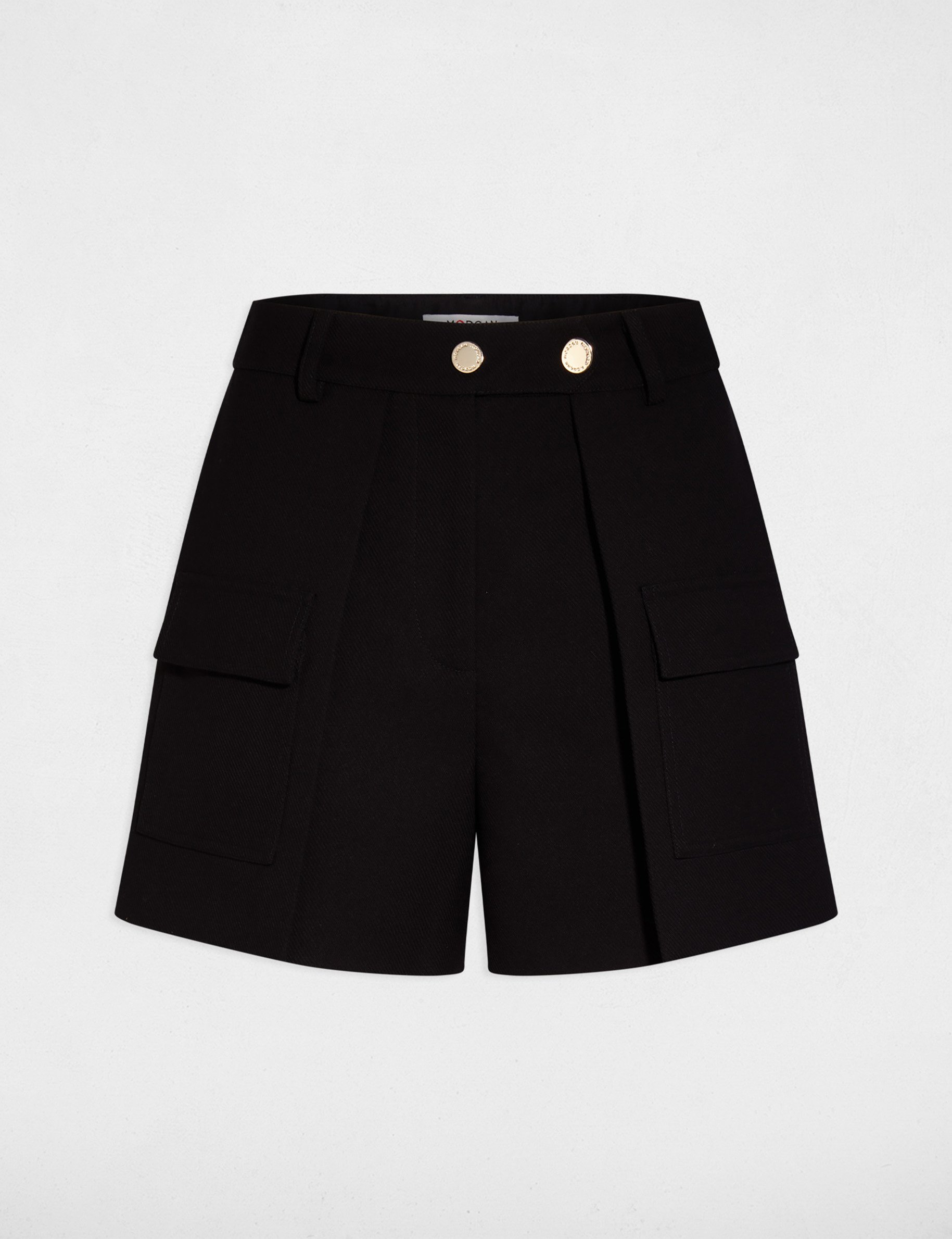 Straight shorts flap pockets black women