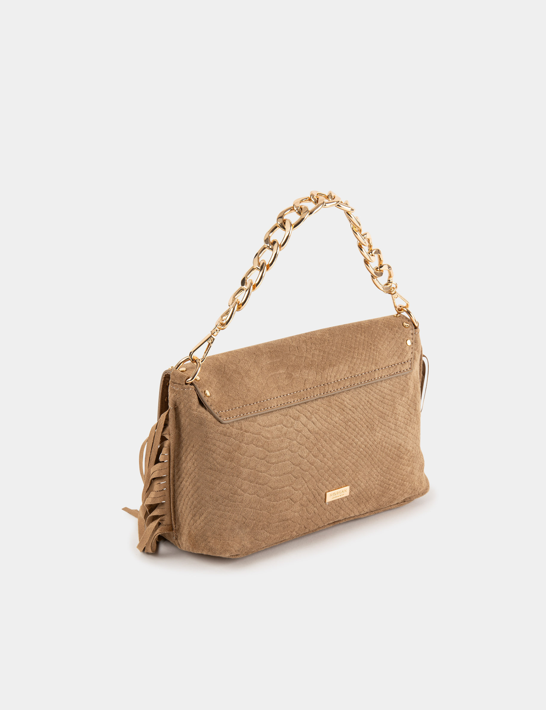 bag with croc effect fringes and studs sand women Bag with croc effect fringes and studs sand women