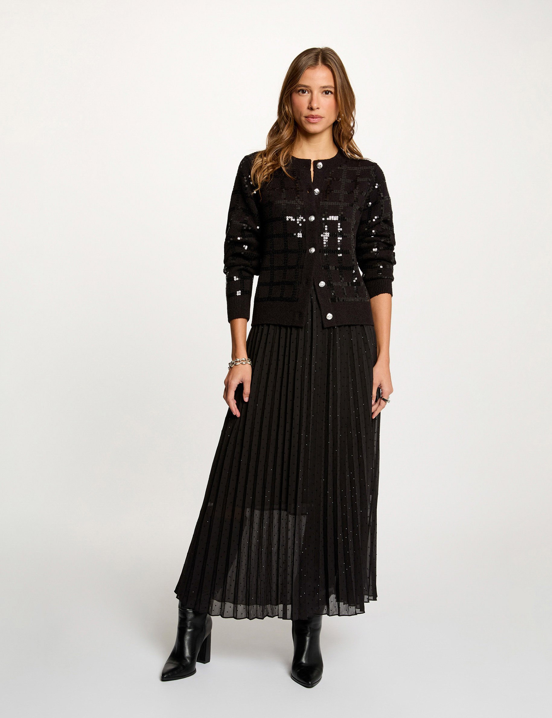 veste ajustee a sequins noir femme Veste ajustée à sequins noir femme