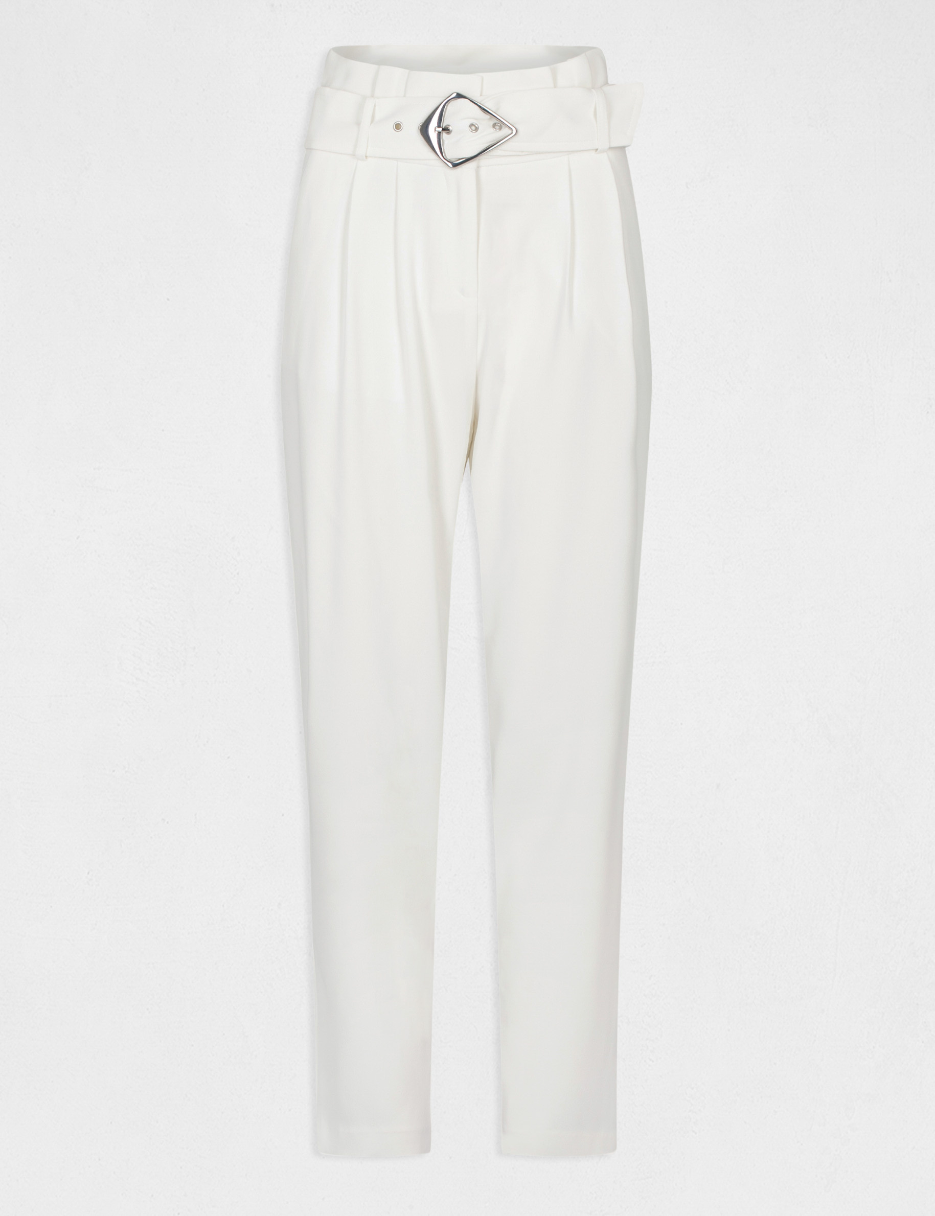 Cropped paperbag trousers ecru ladies' Cropped paperbag trousers ecru ladies'