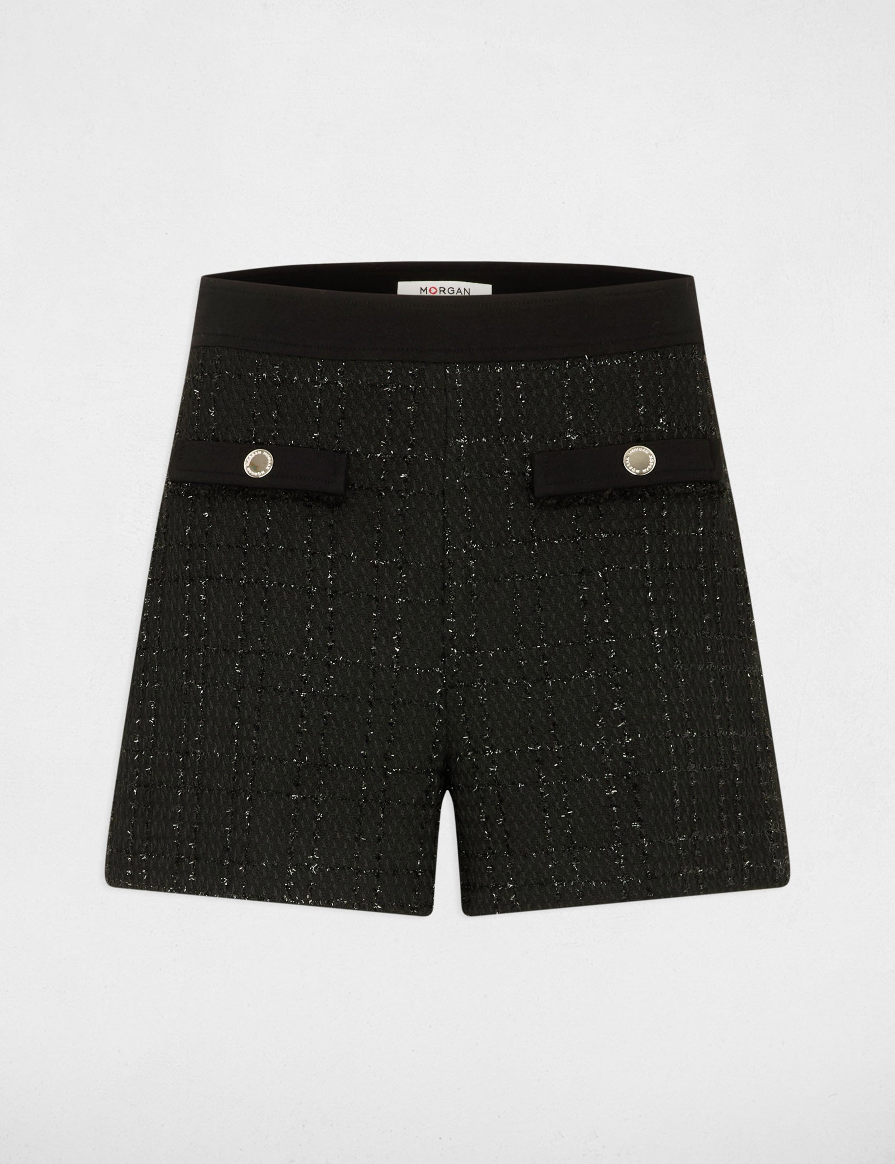 Fitted tweed shorts black women