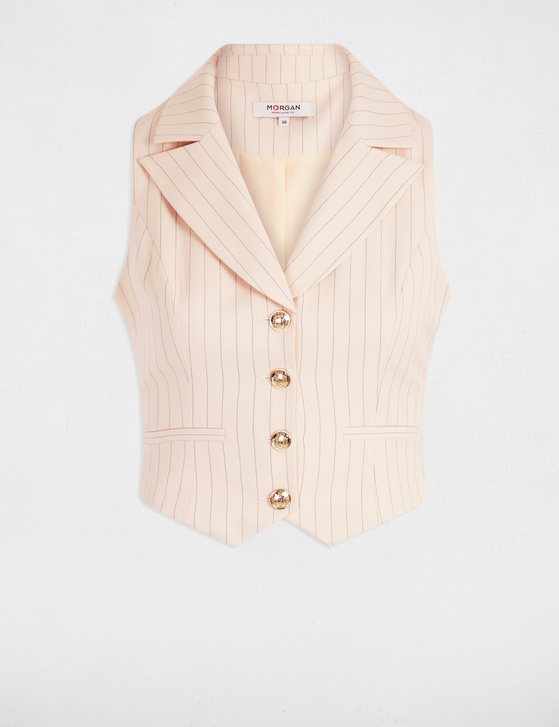 striped sleeveless waistcoat light pink women Striped sleeveless waistcoat light pink women