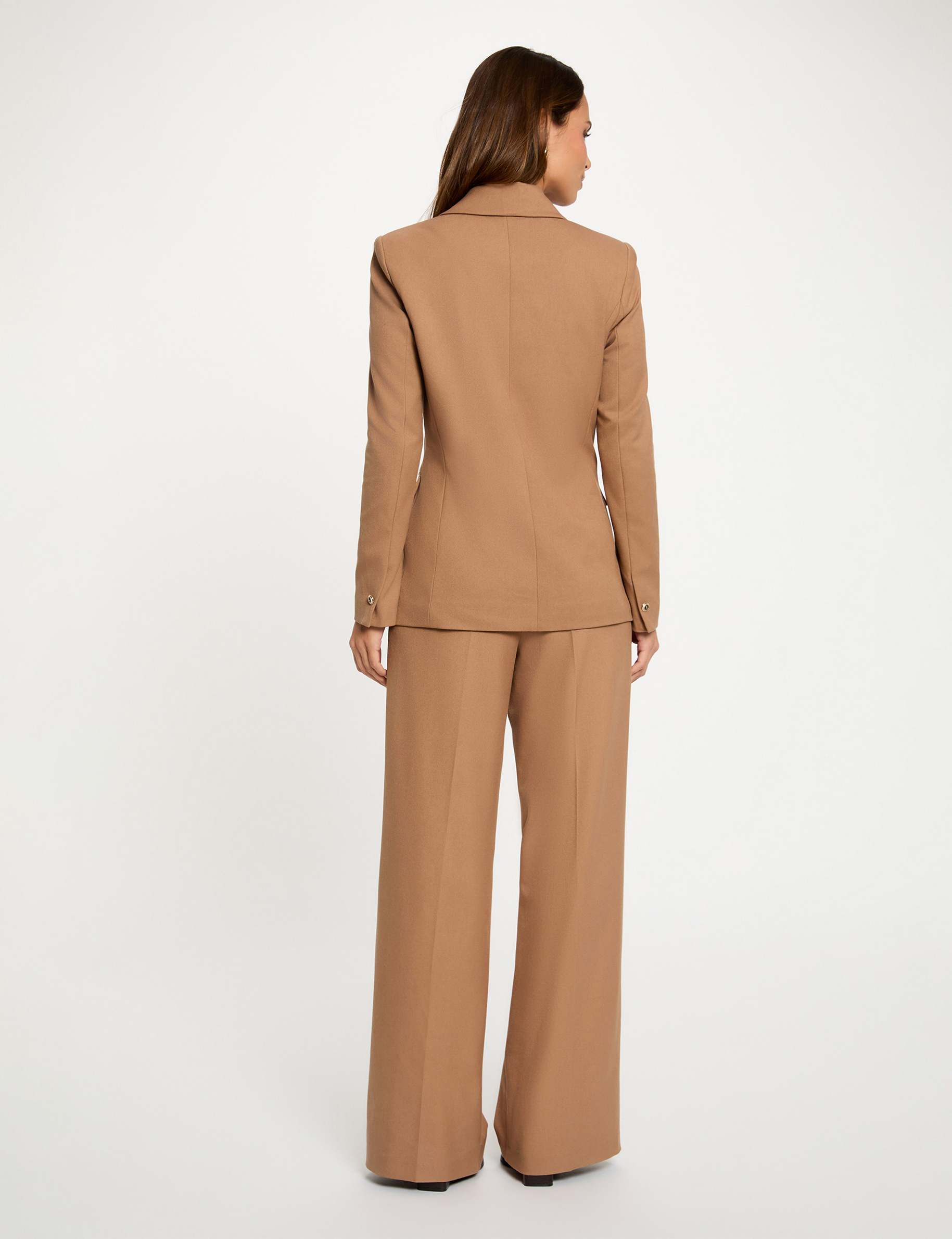 High-waisted wide-leg trousers brown women