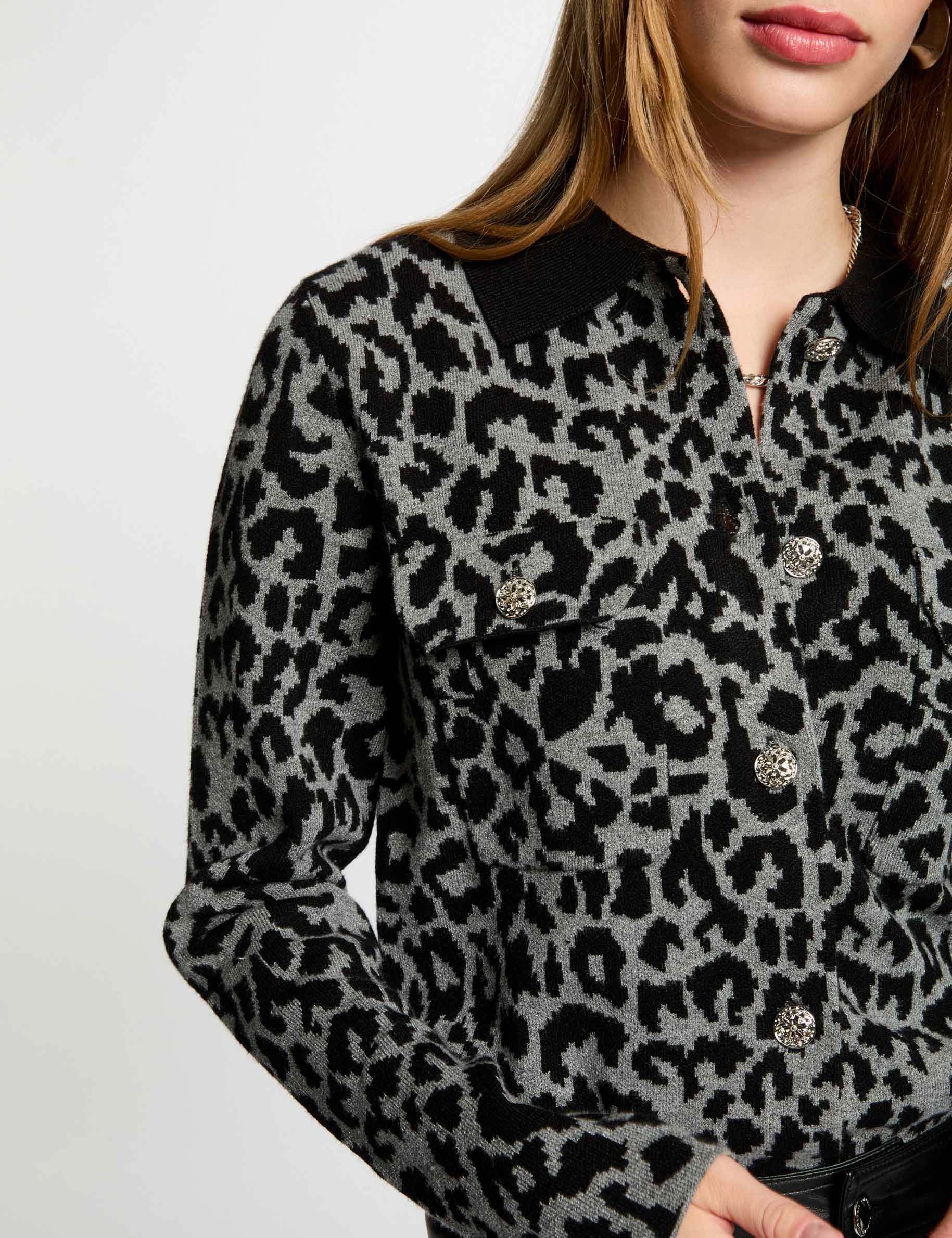 long sleeved printed cardigan mid grey women Long-sleeved printed cardigan mid-grey women