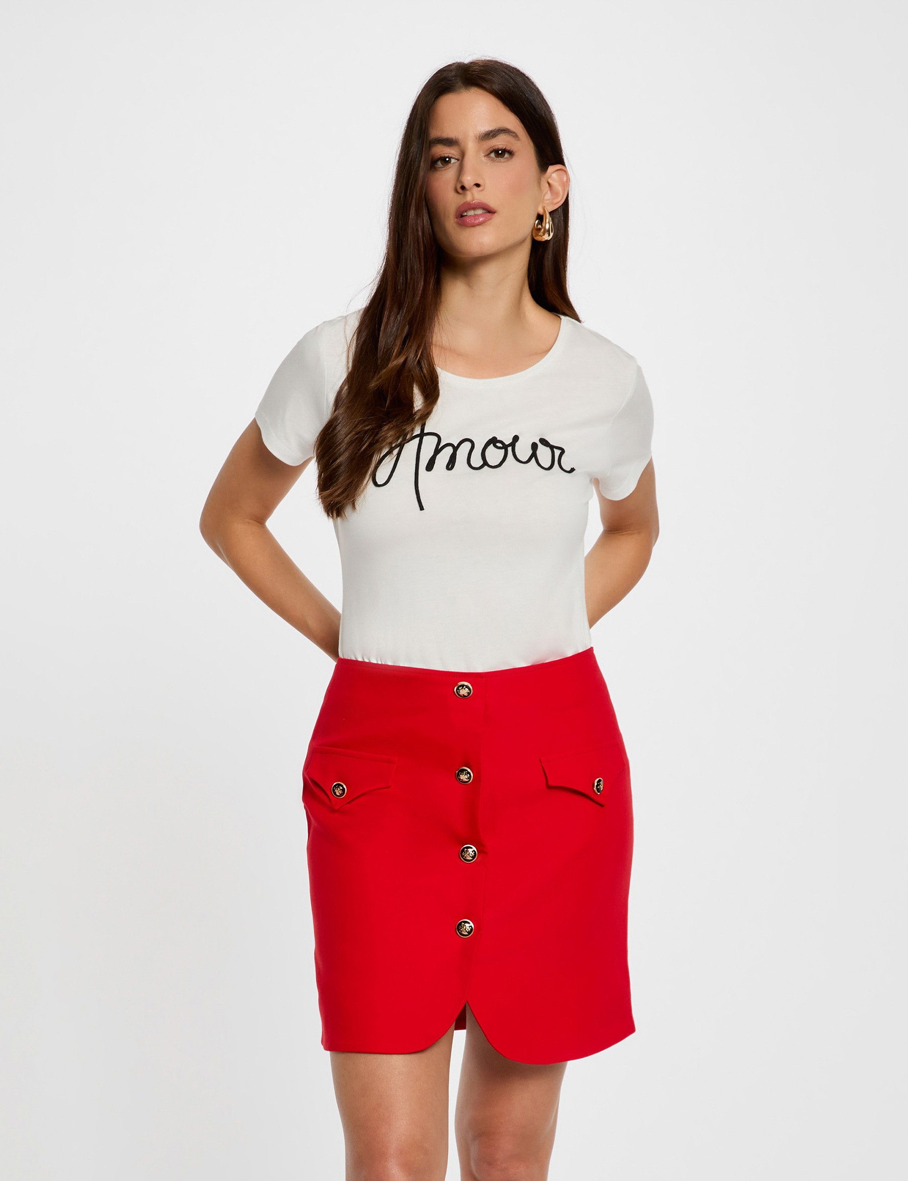 Fitted short skirt red women