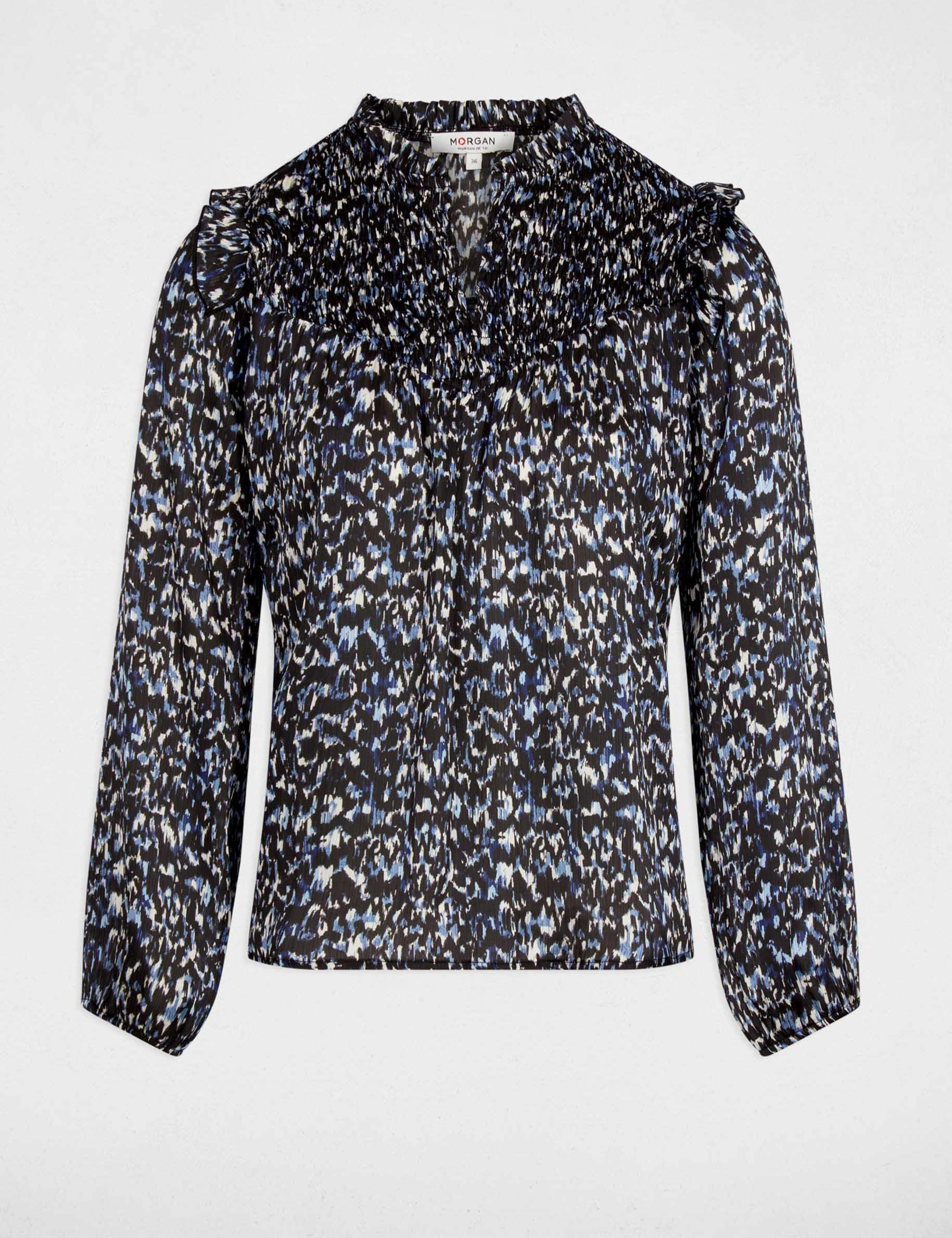 Pleated blouse with V-neck multicolor women