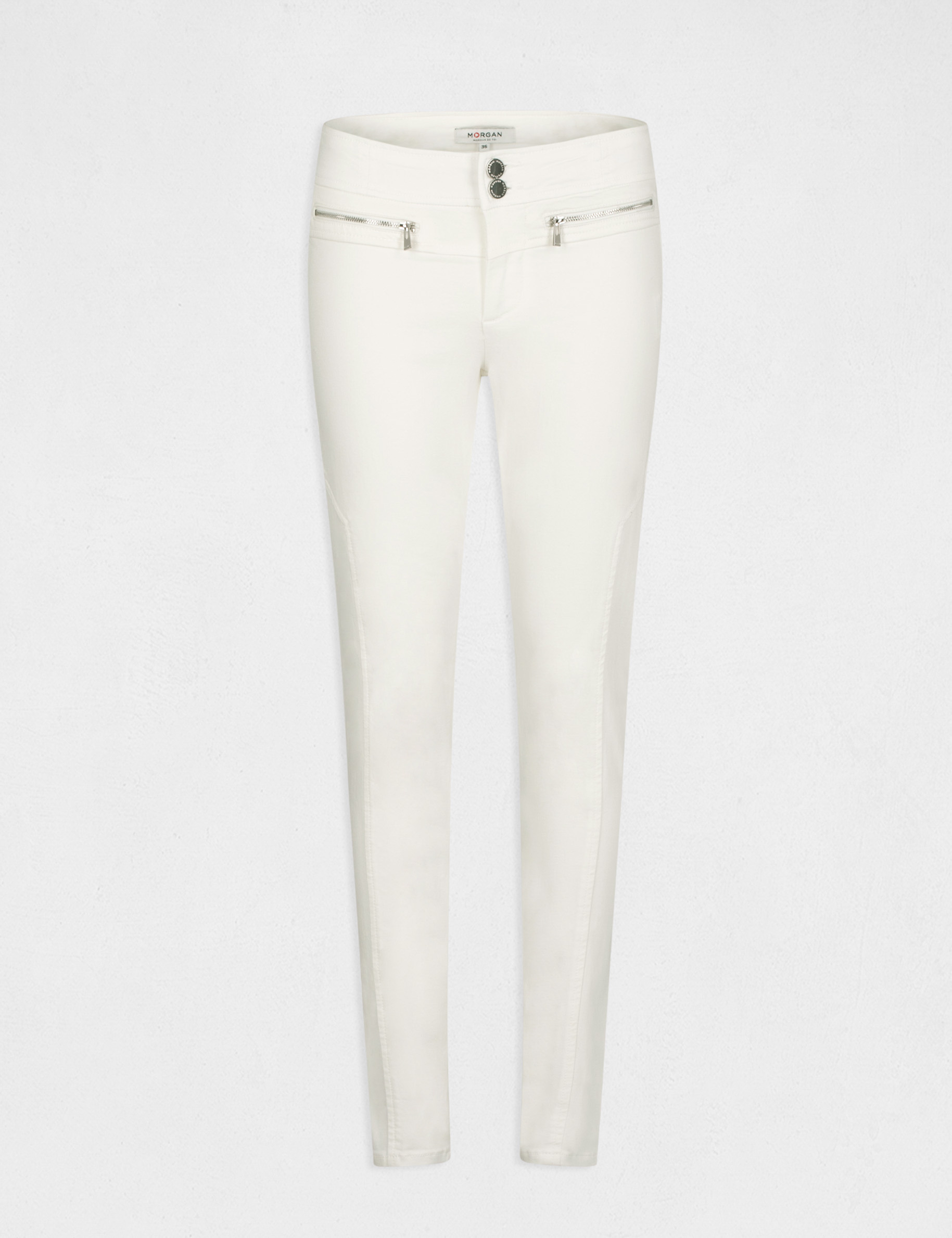 Low waist slim trousers ecru ladies'