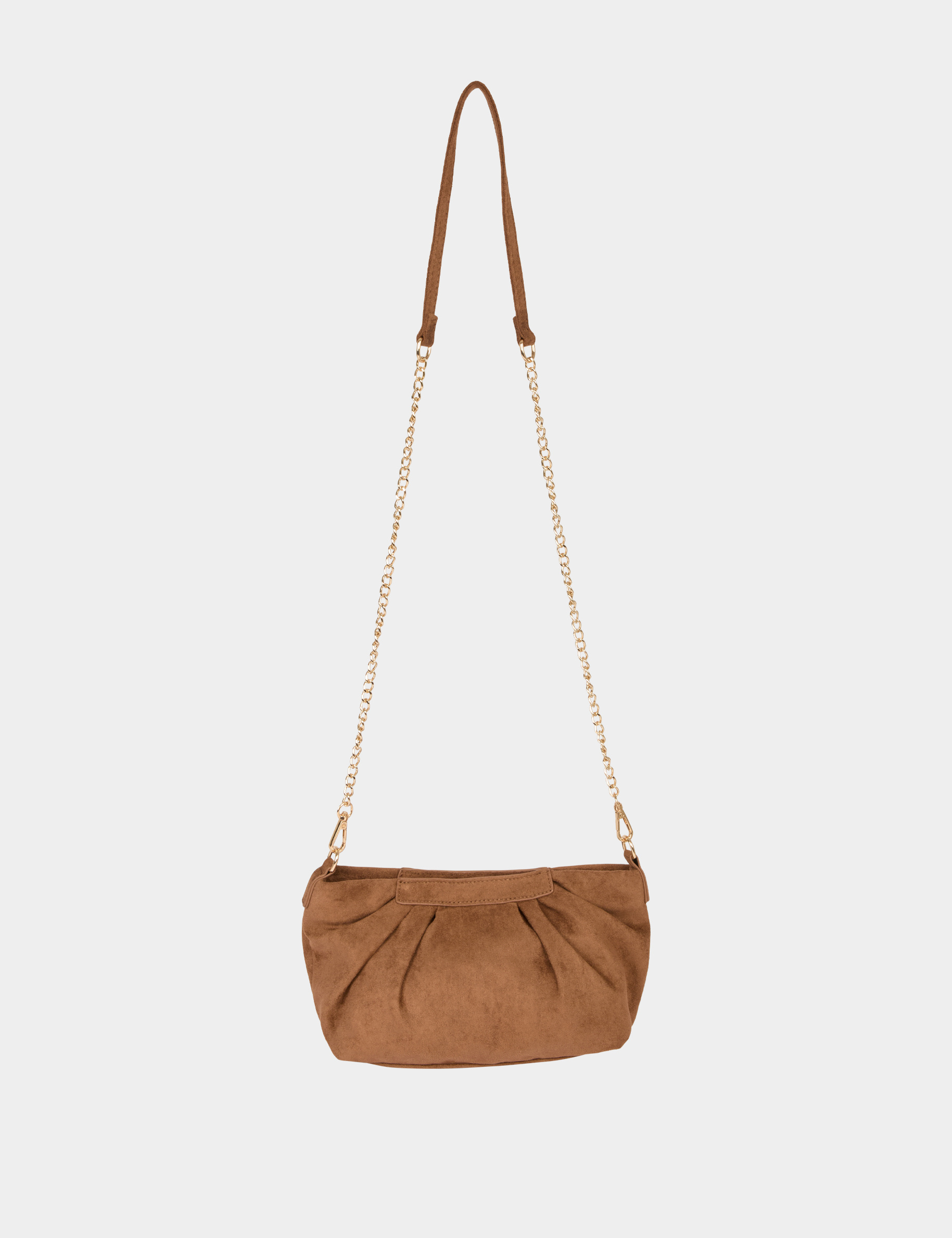Suede crossbody bag cognac brown women