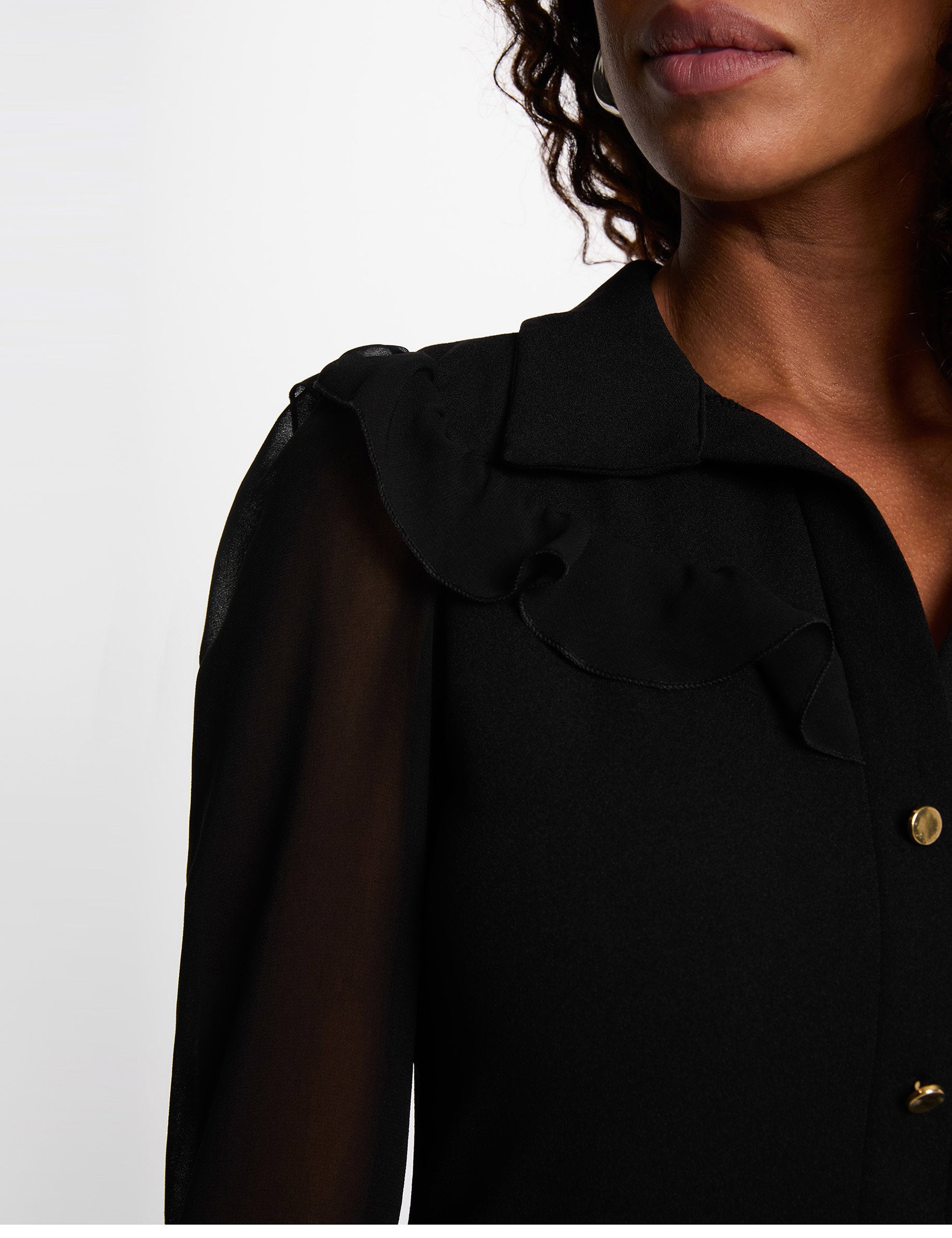 Short dress with lapel collar black women