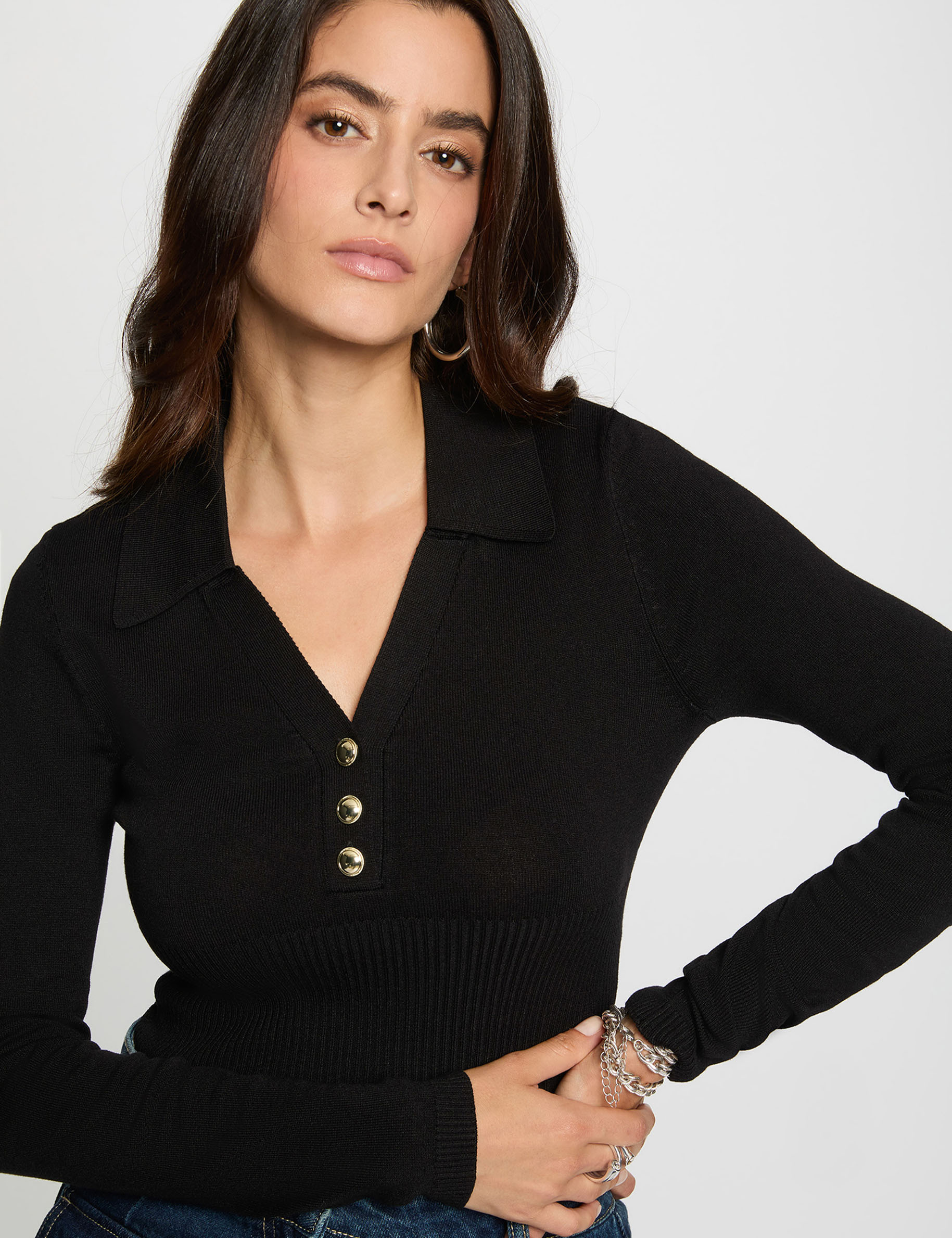 fitted polo neck sweater black women Fitted polo neck sweater black women