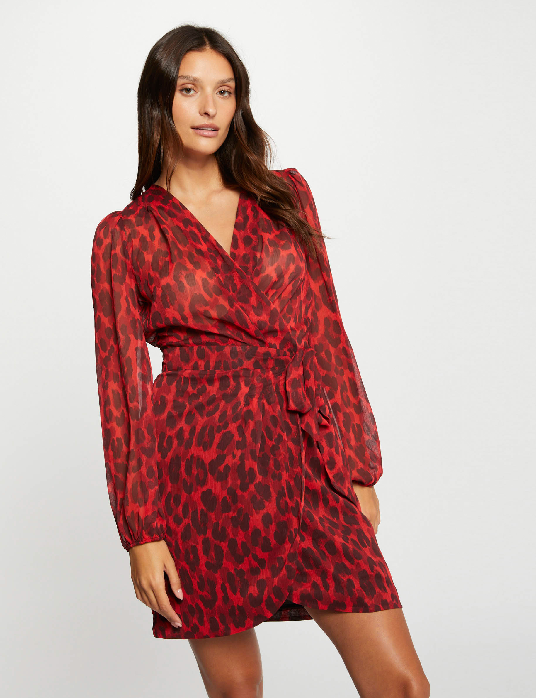 Wrap dress leopard print multico ladies'