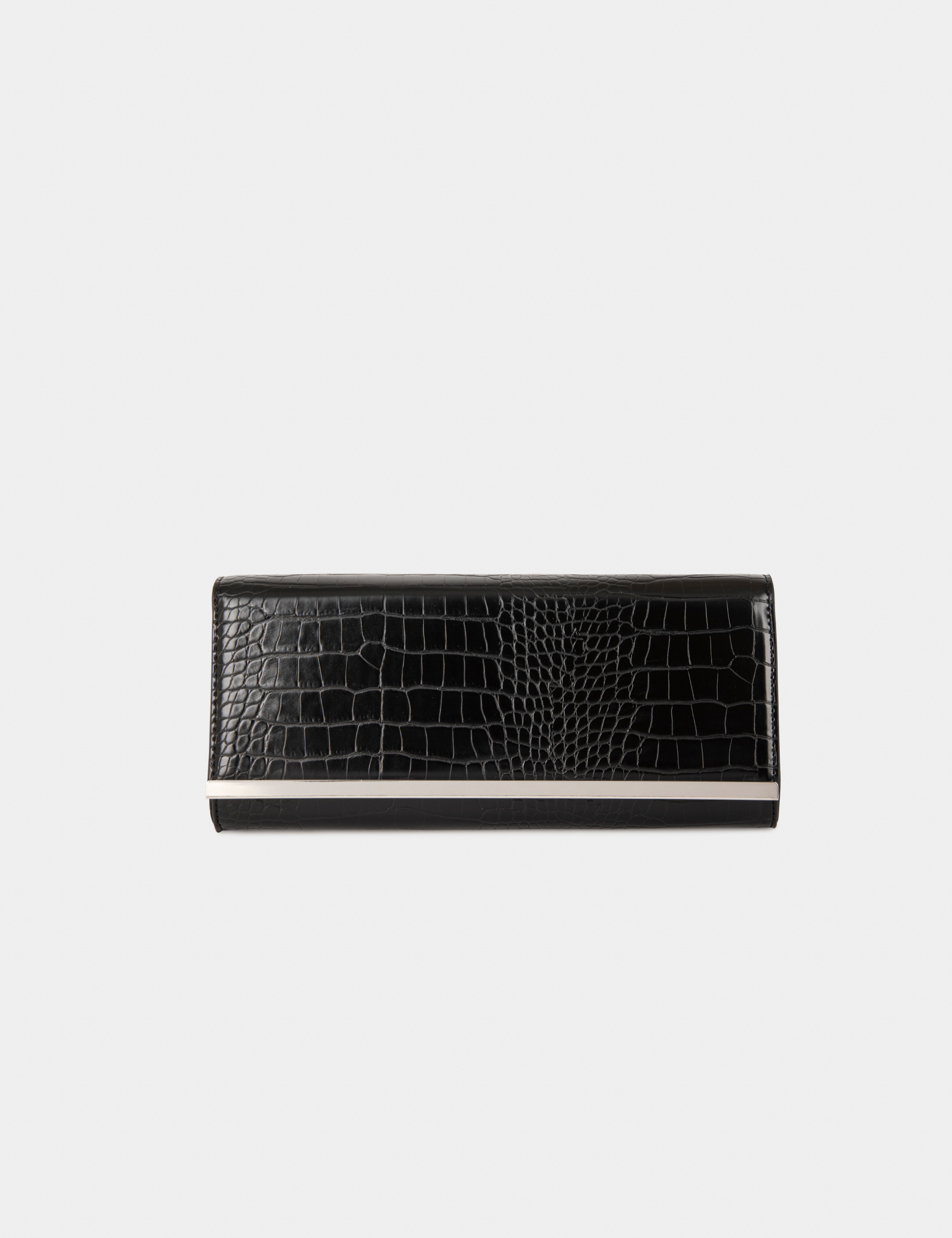 Clutch bag with croc effect black ladies'