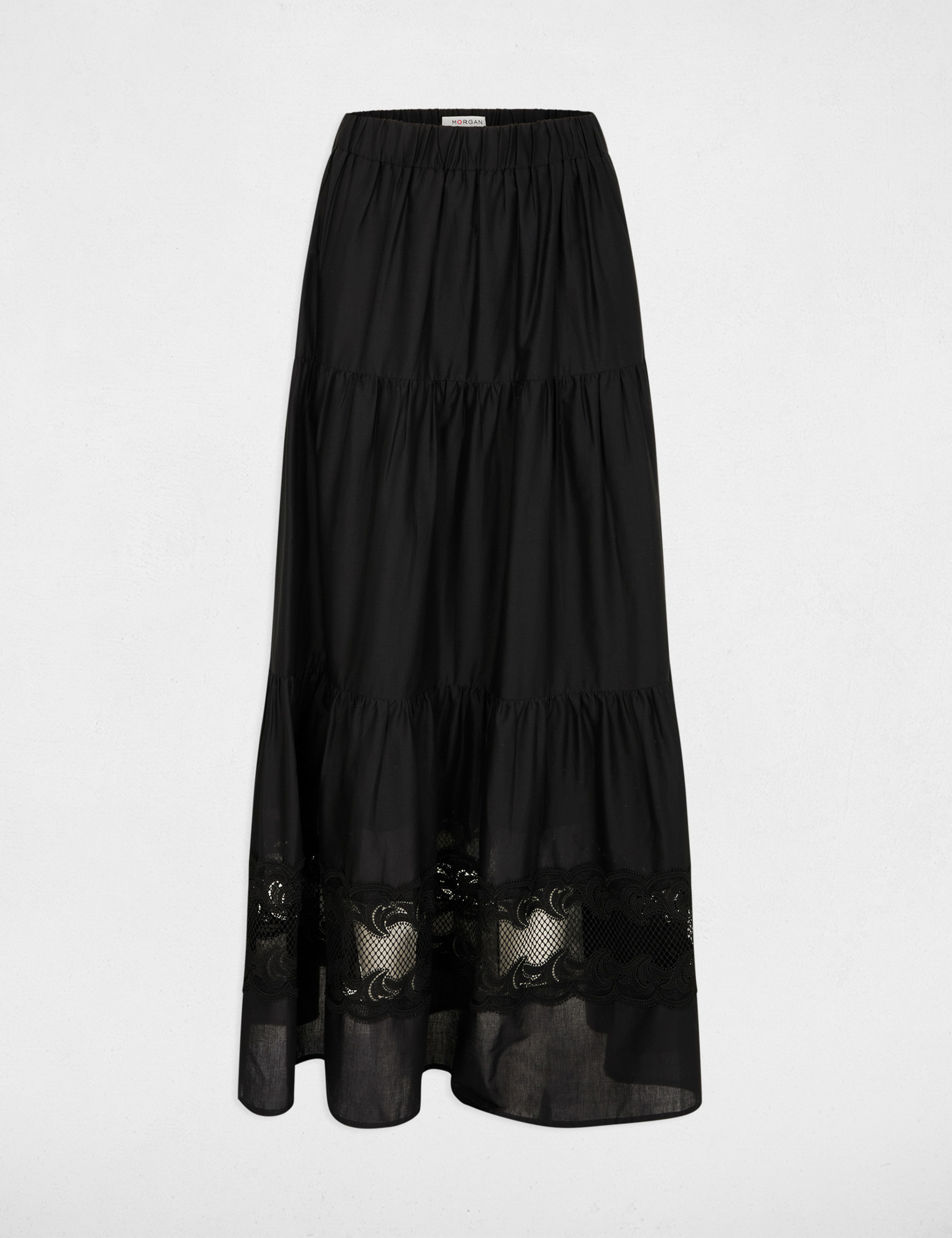 Long tiered skirt black women