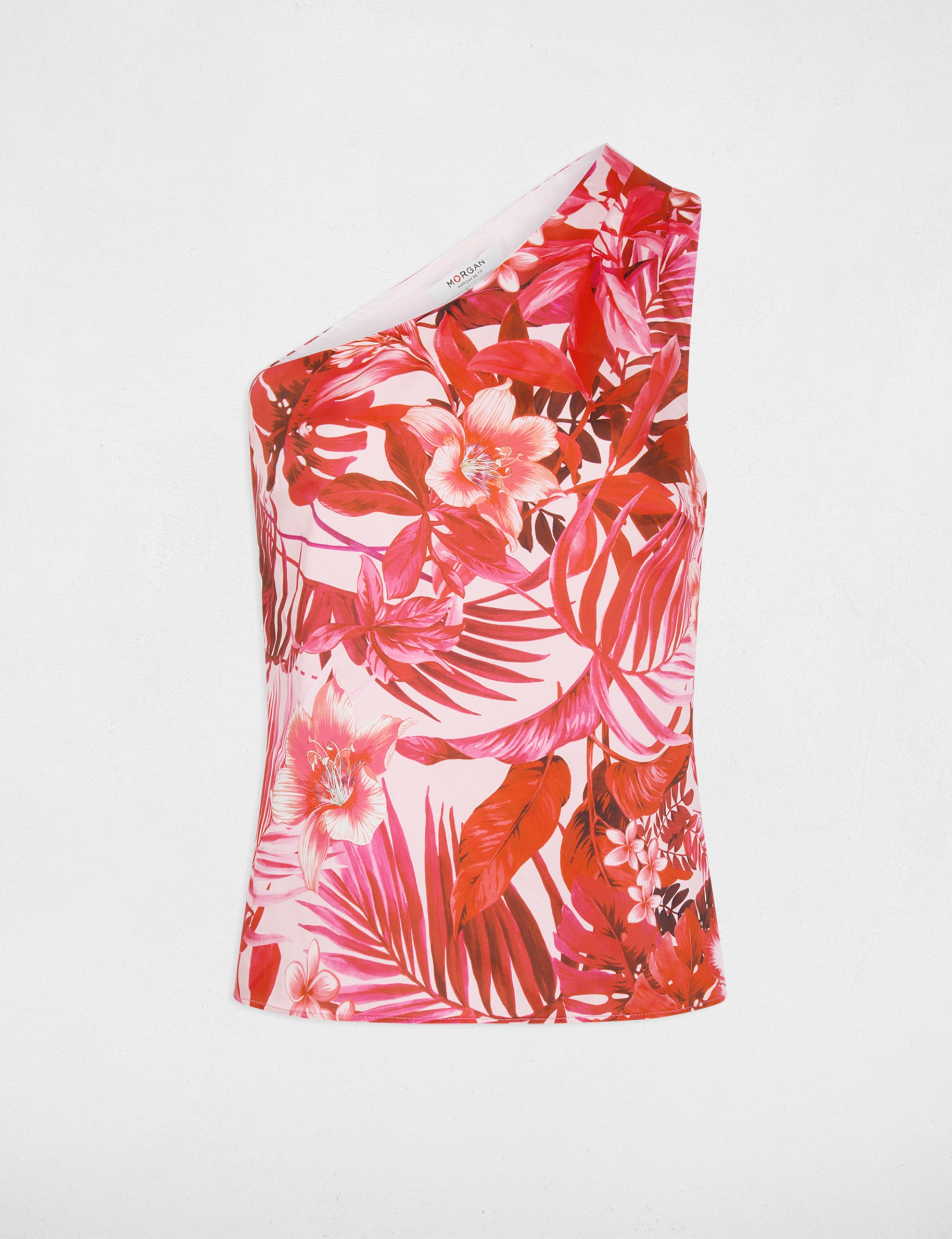 Asymmetric printed top multicolor women
