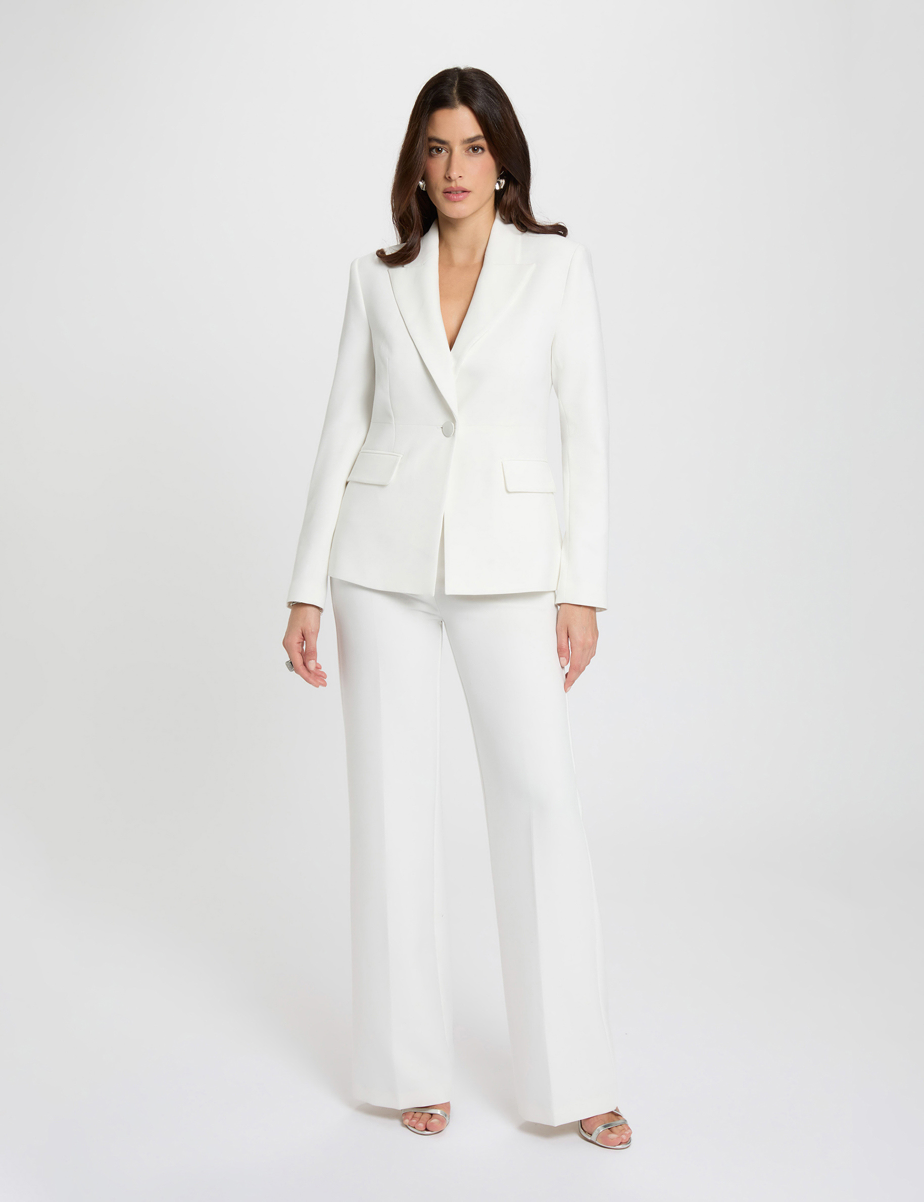 Fitted lace blazer white women