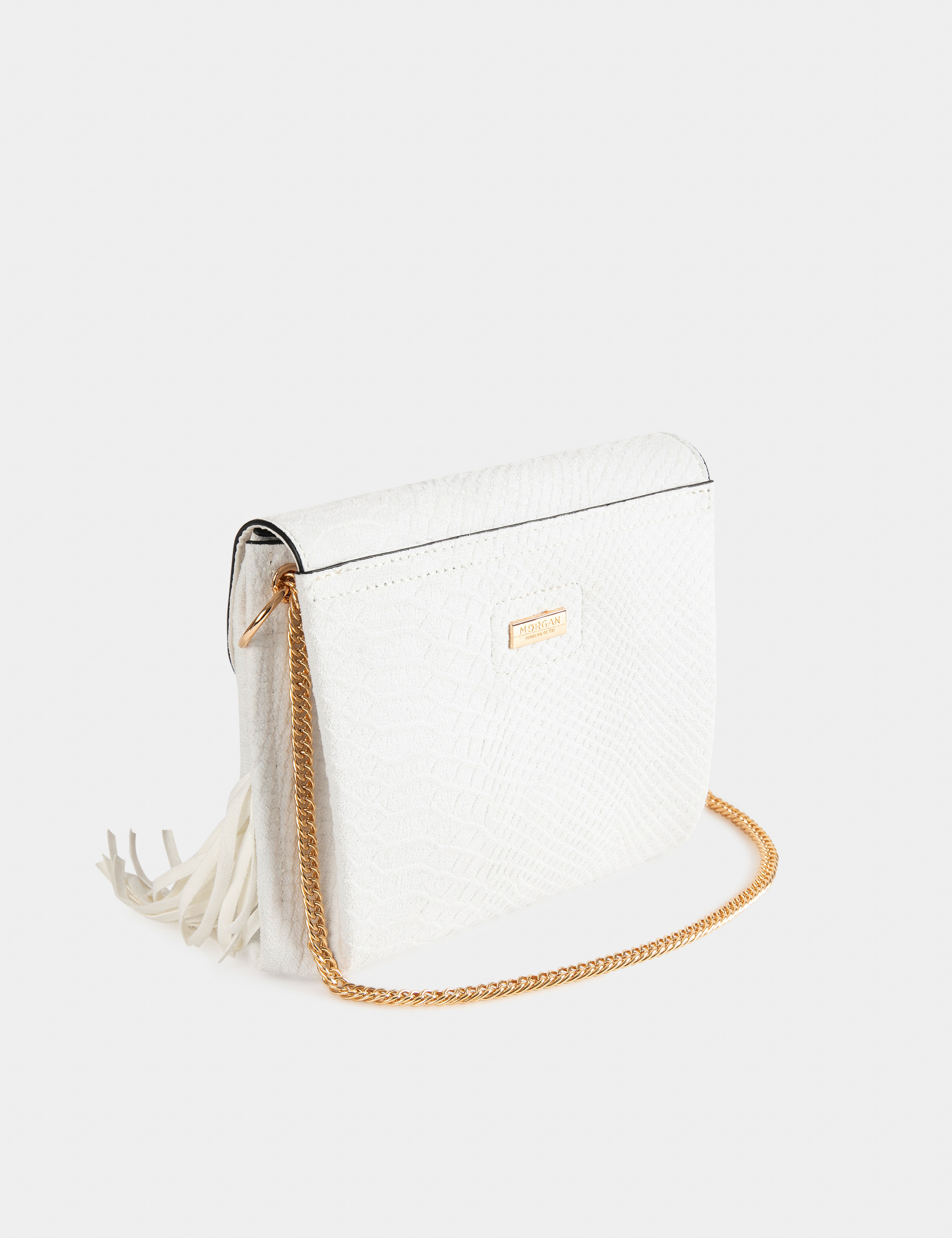 Clutch bag with snake effect white ladies'