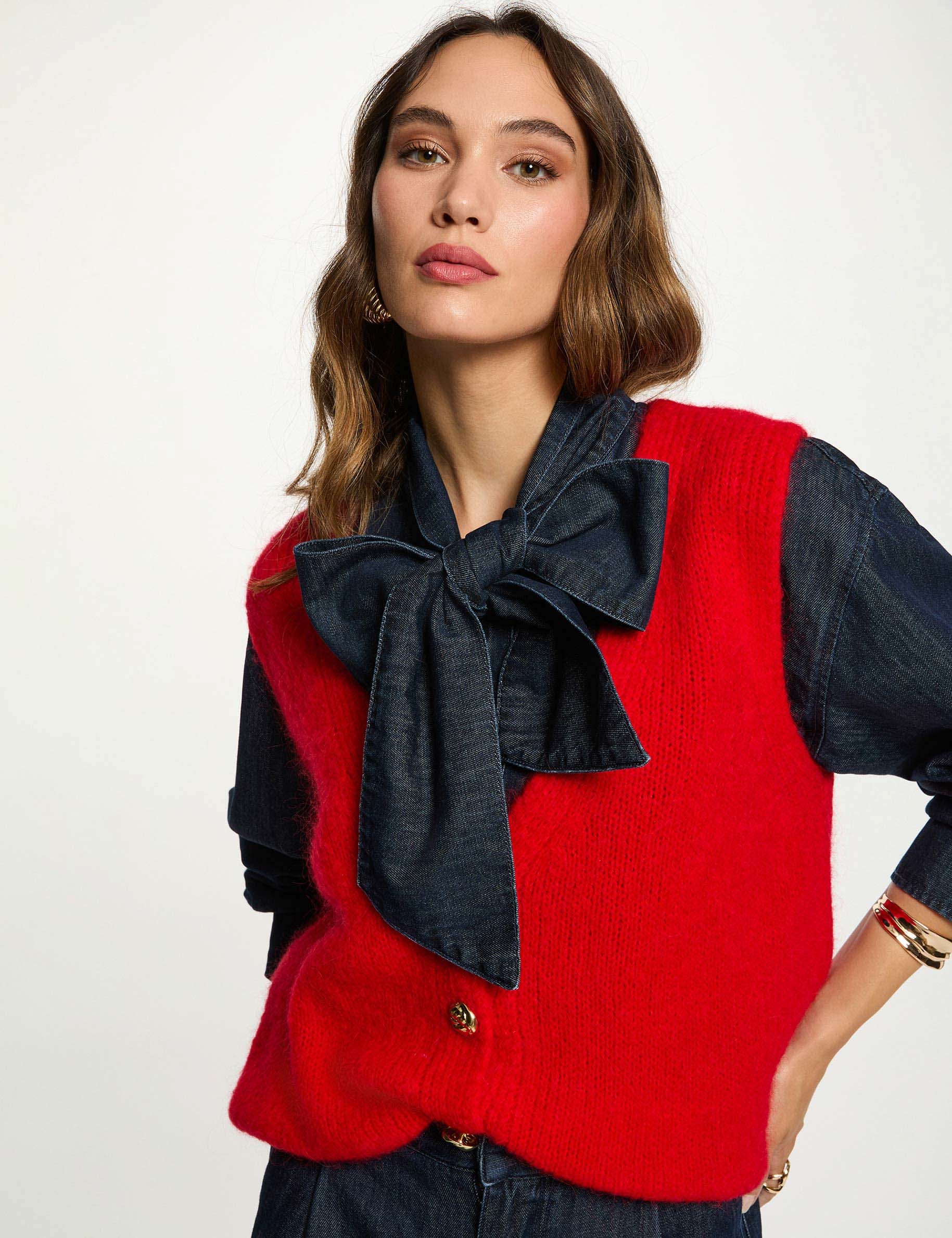 Sleeveless sweater red women