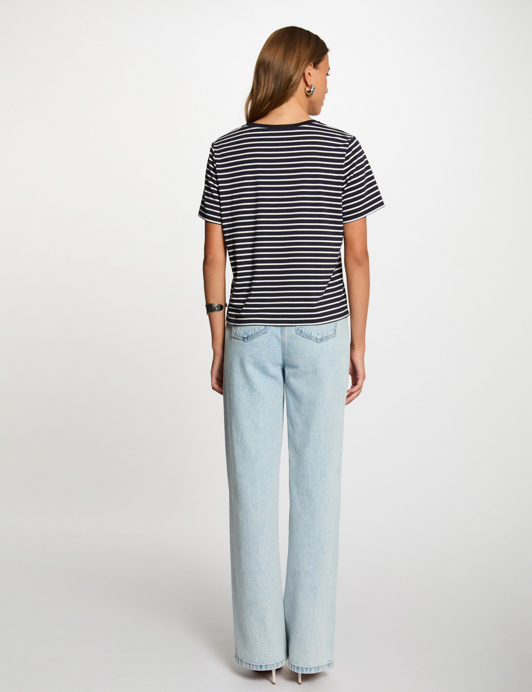 striped short sleeved t shirt navy blue women Striped short-sleeved t-shirt navy blue women