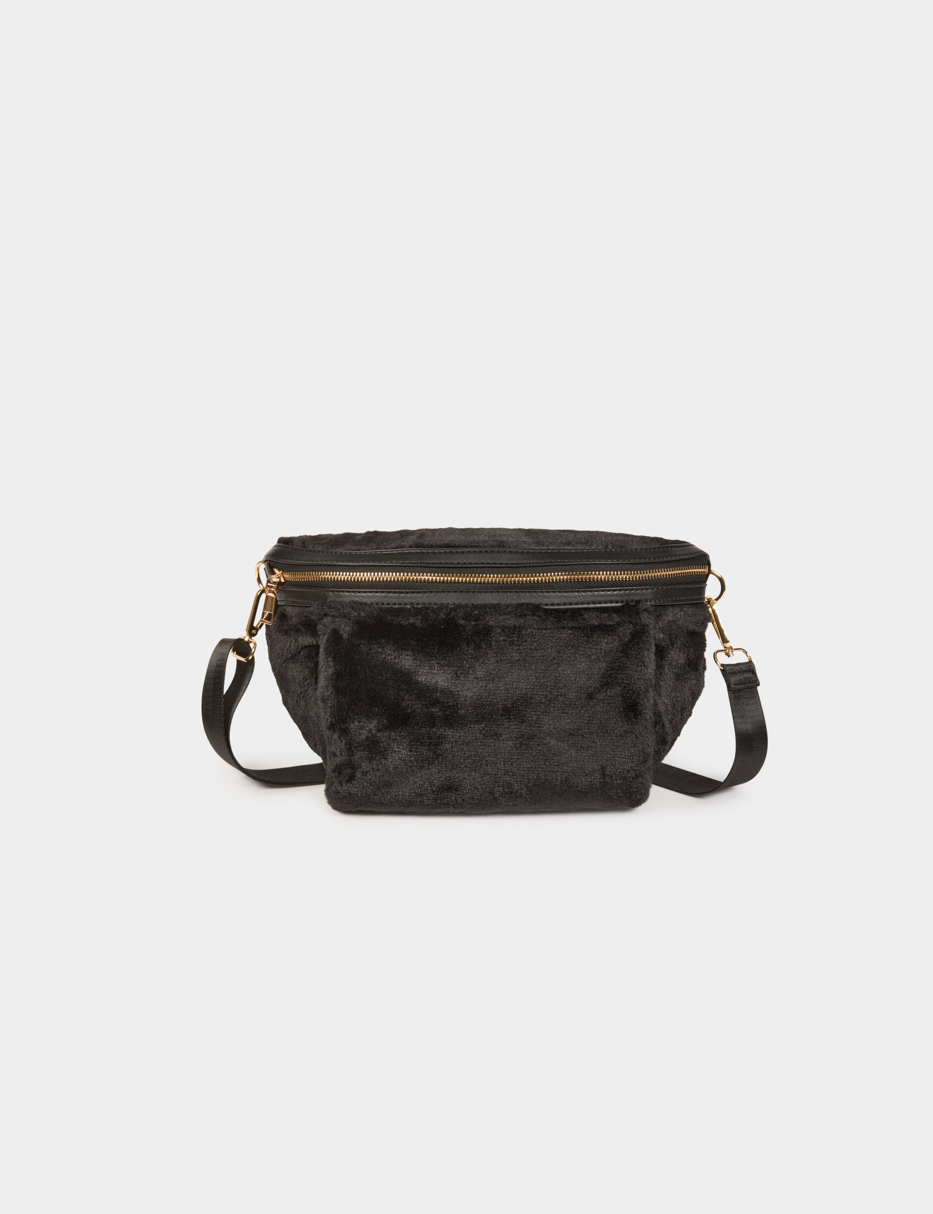 Sac banane fausse fourrure noir femme
