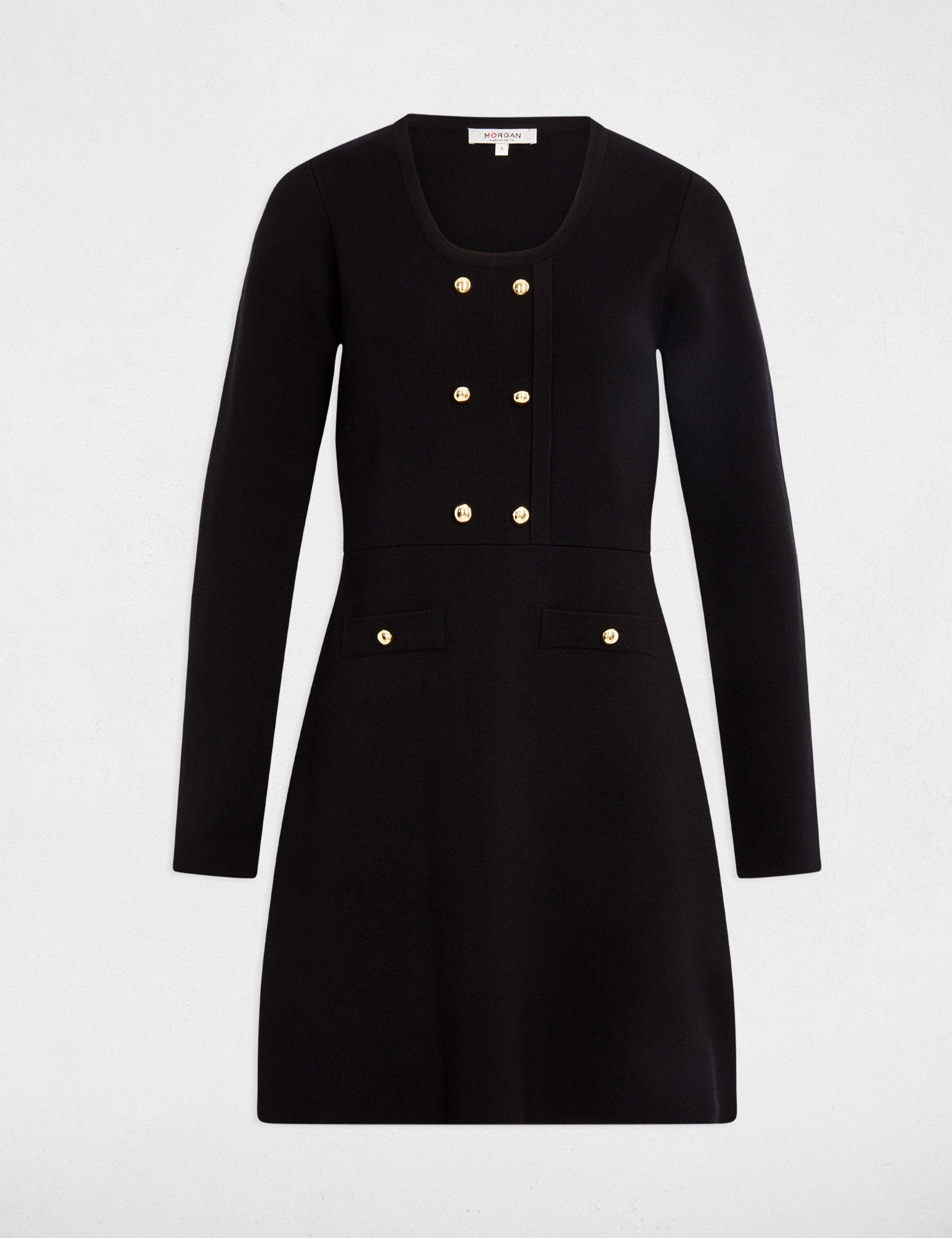 Short trapeze dress black women