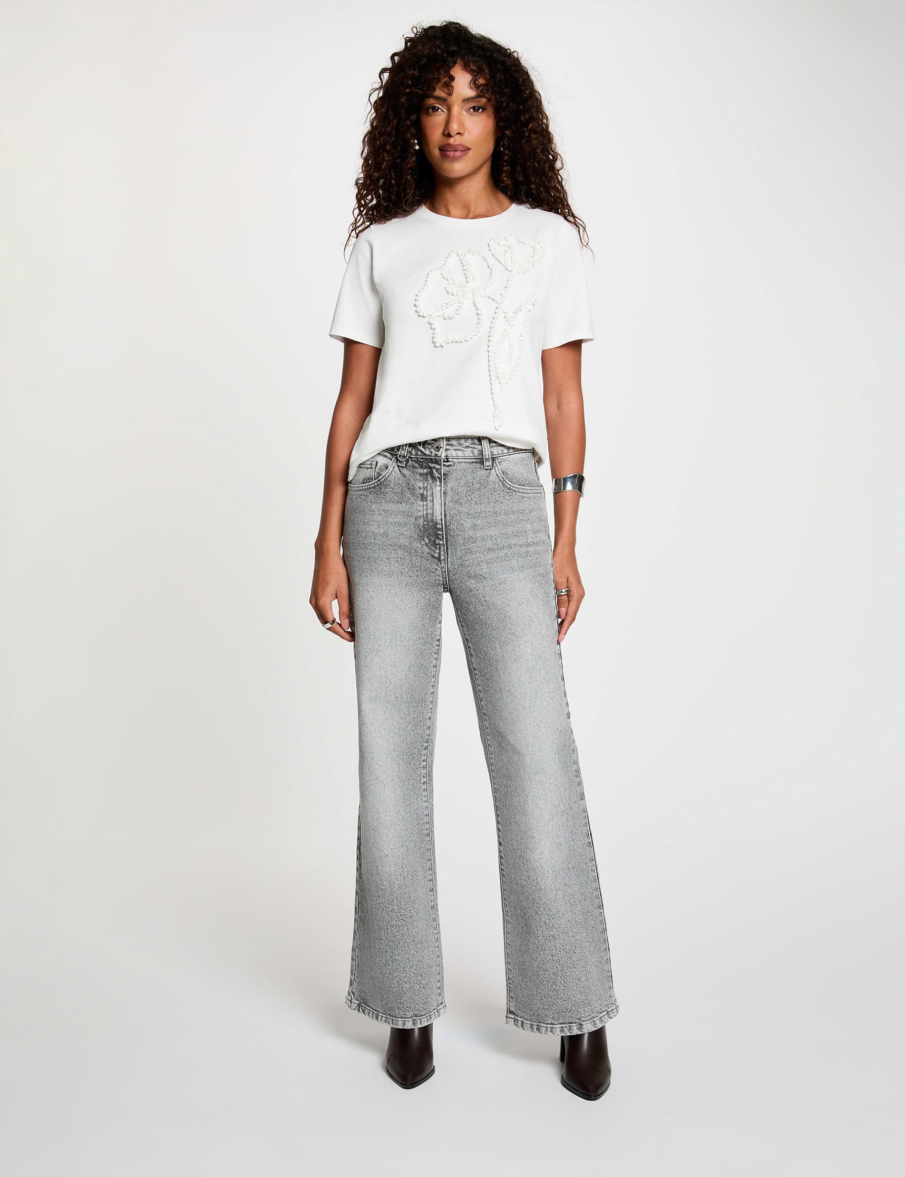 Floral print t-shirt white women