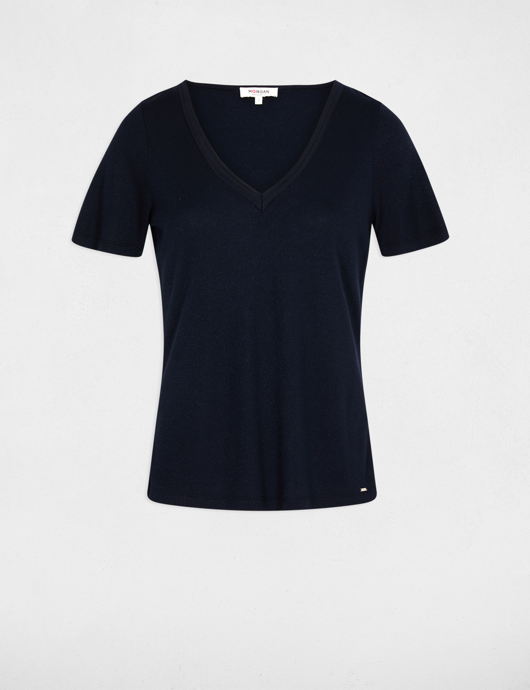 Fitted v-neck t-shirt navy blue women