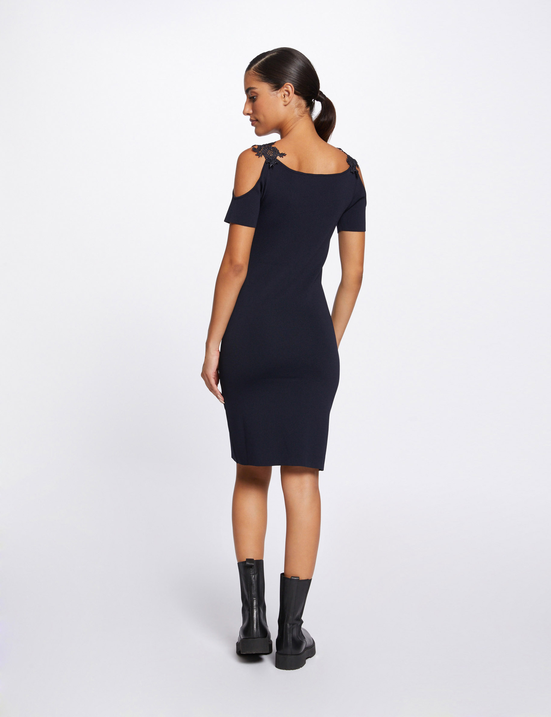 Fitted jumper dress with openings navy ladies'